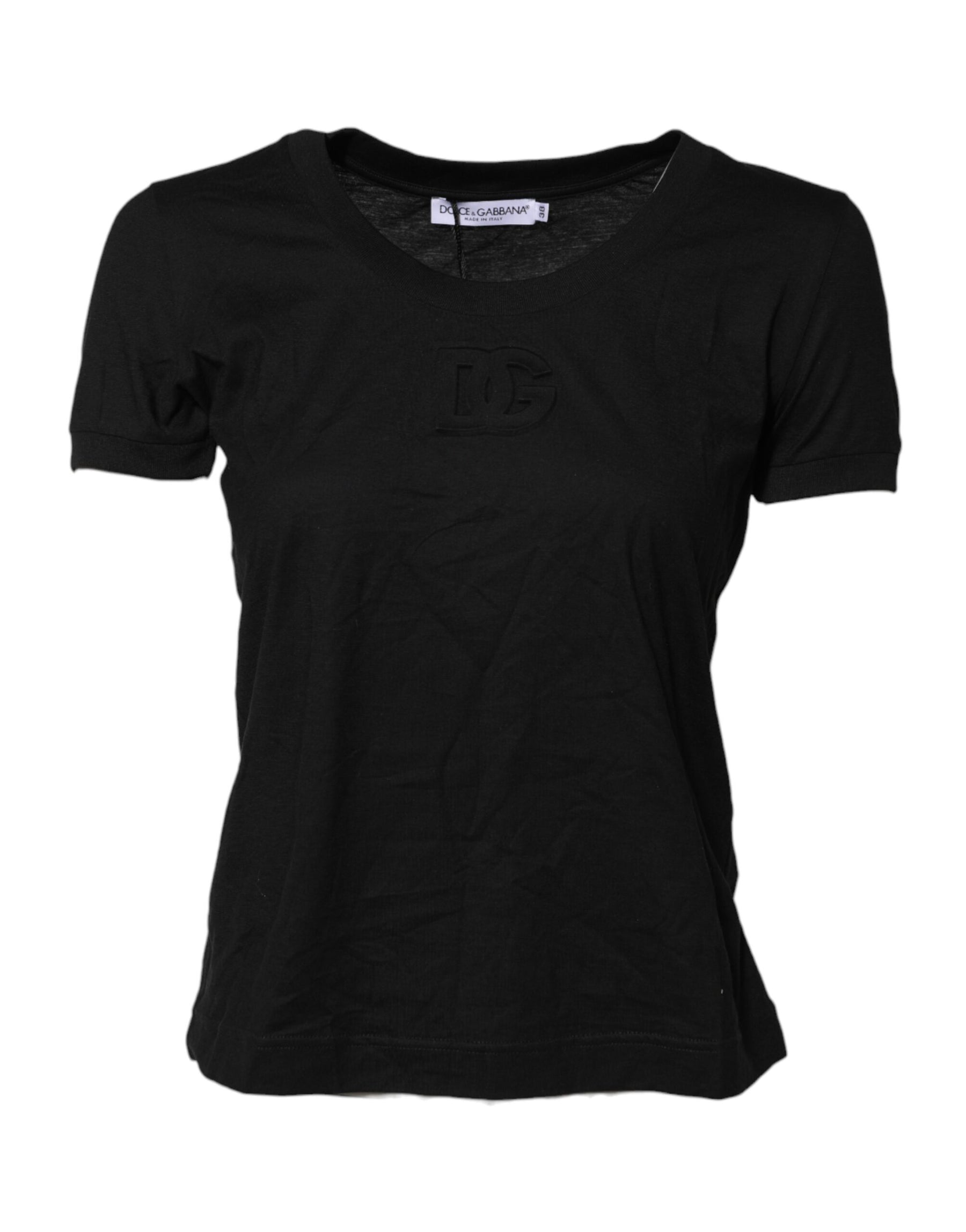 Dolce & Gabbana Black Cotton Short Sleeves Round Neck T-shirt | Regal Royce