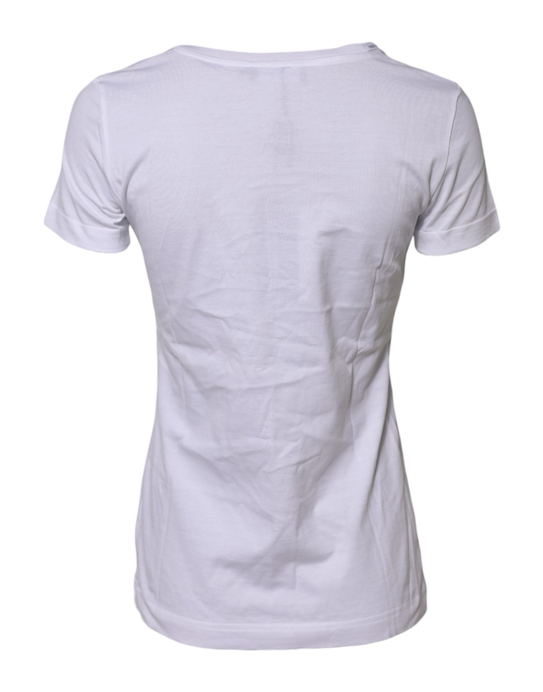 Dolce & Gabbana White Cotton Short Sleeves Round Neck T-shirt | Regal Royce