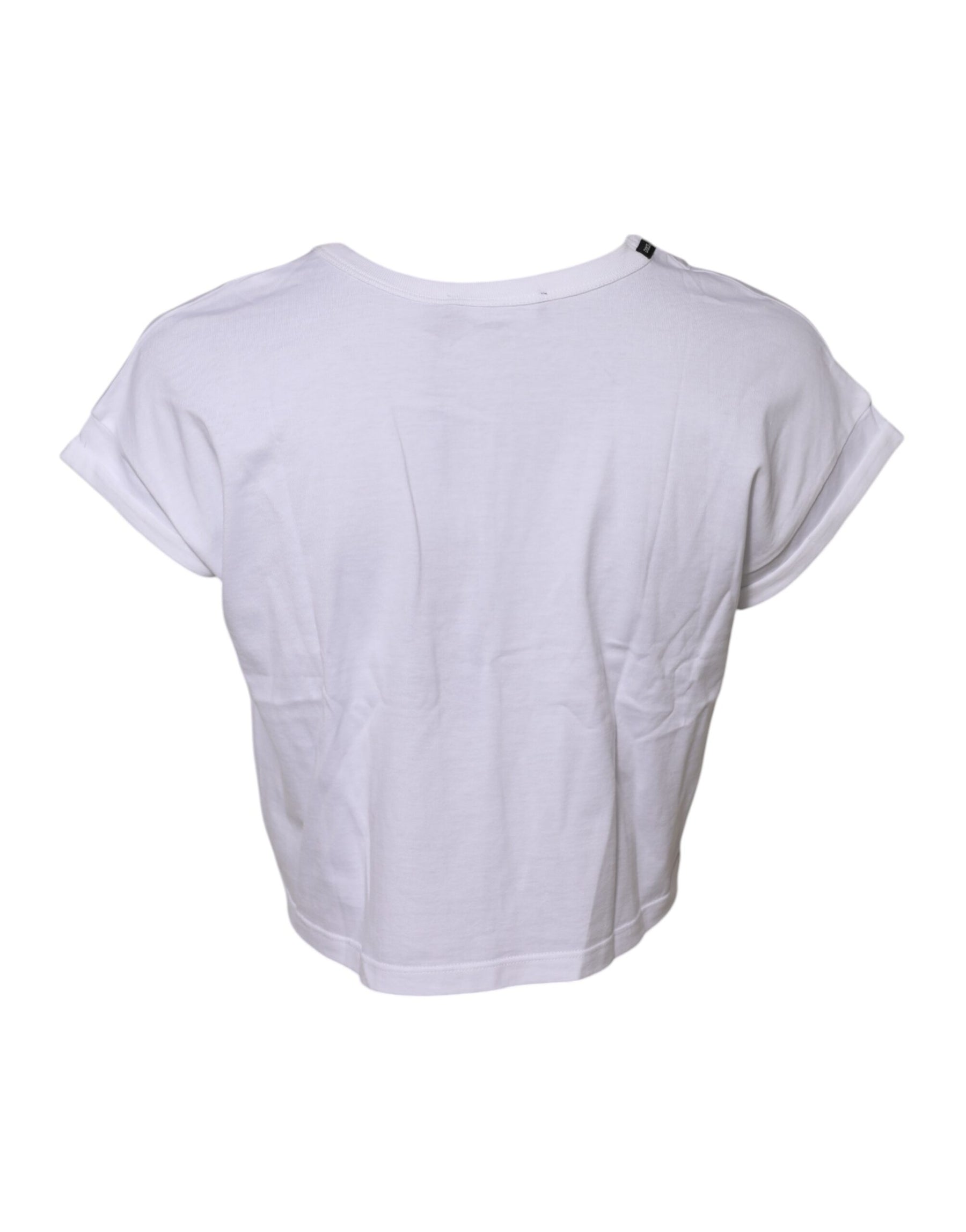 Dolce & Gabbana White Cotton Short Sleeves Cropped T-shirt | Regal Royce