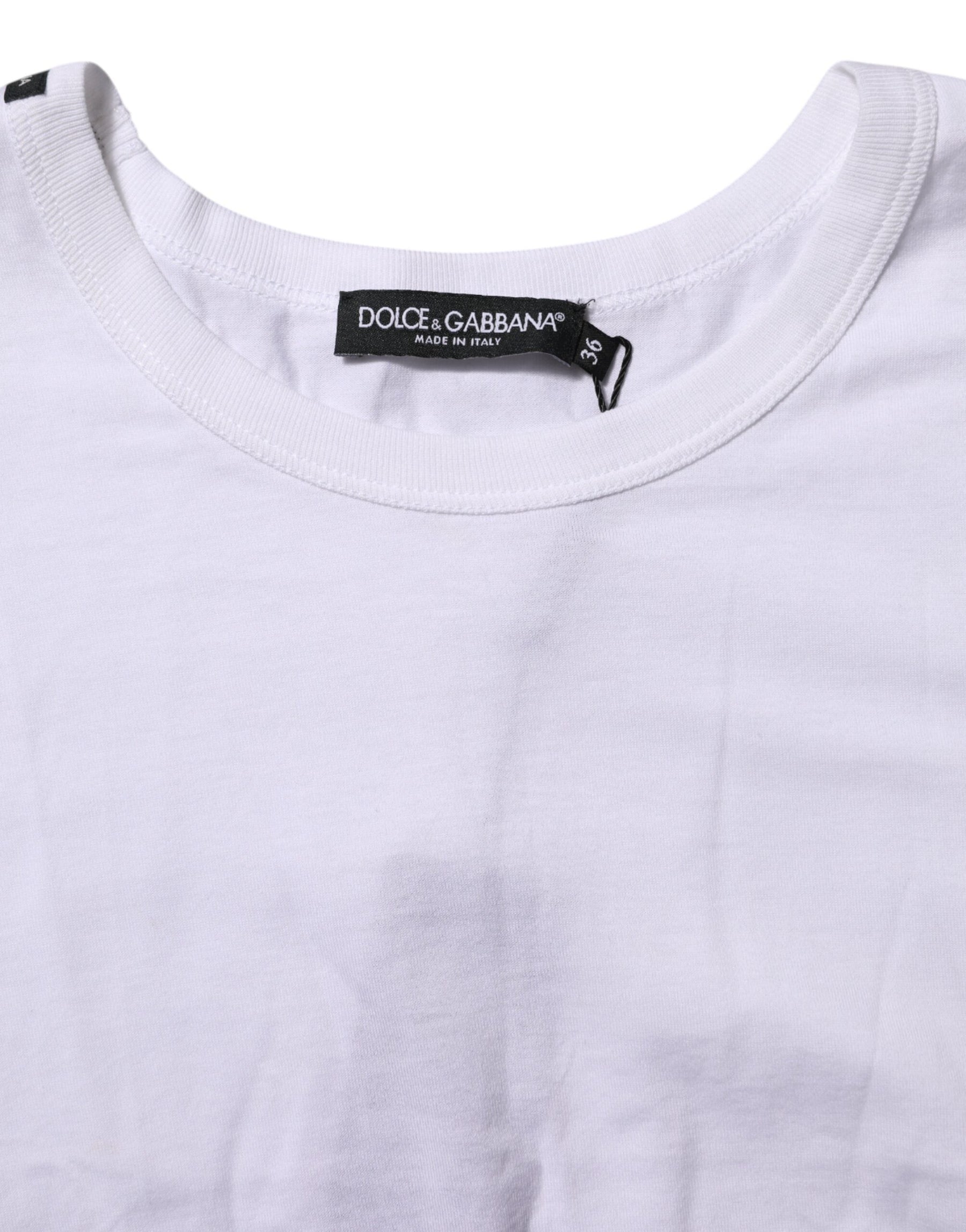 Dolce & Gabbana White Cotton Short Sleeves Cropped T-shirt | Regal Royce