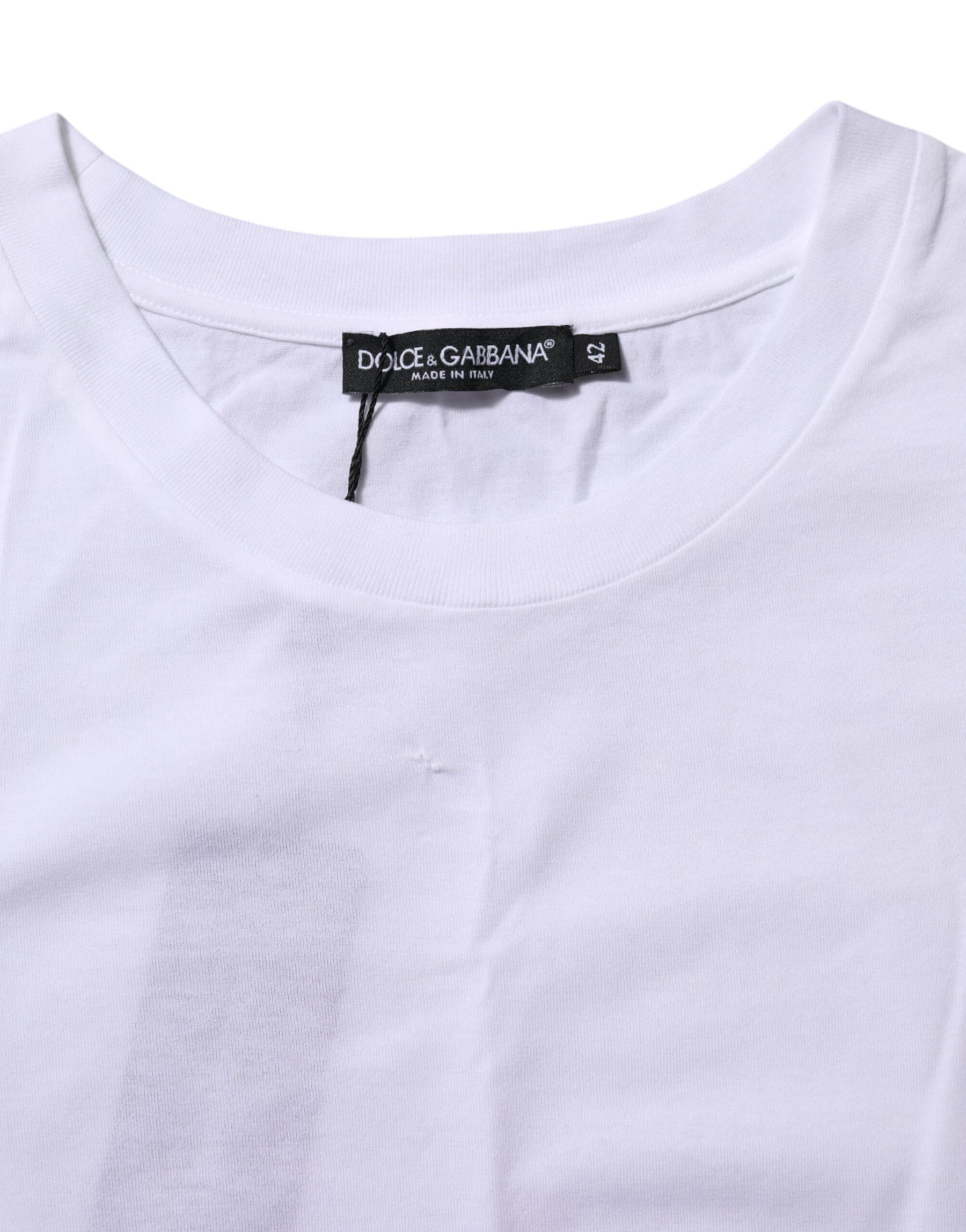 Dolce & Gabbana White Cotton Round Neck Short Sleeves T-shirt | Regal Royce