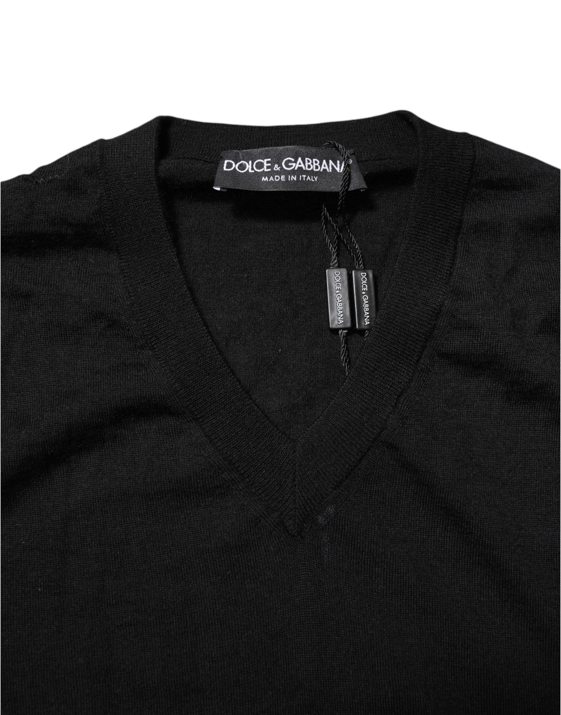 Dolce & Gabbana Black Cashmere Crewneck Men Pullover Sweater | Regal Royce