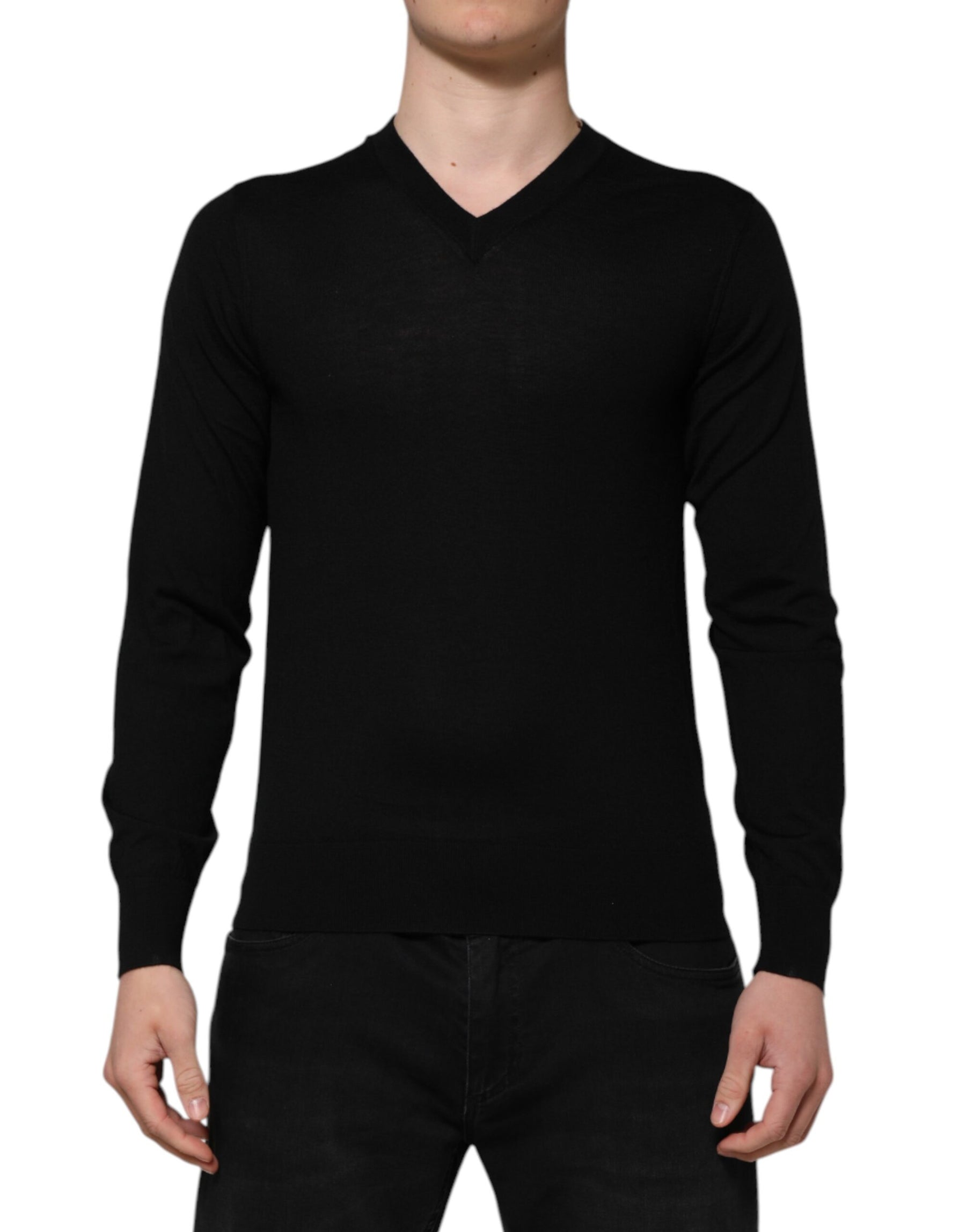Dolce & Gabbana Black Cashmere Crewneck Men Pullover Sweater | Regal Royce