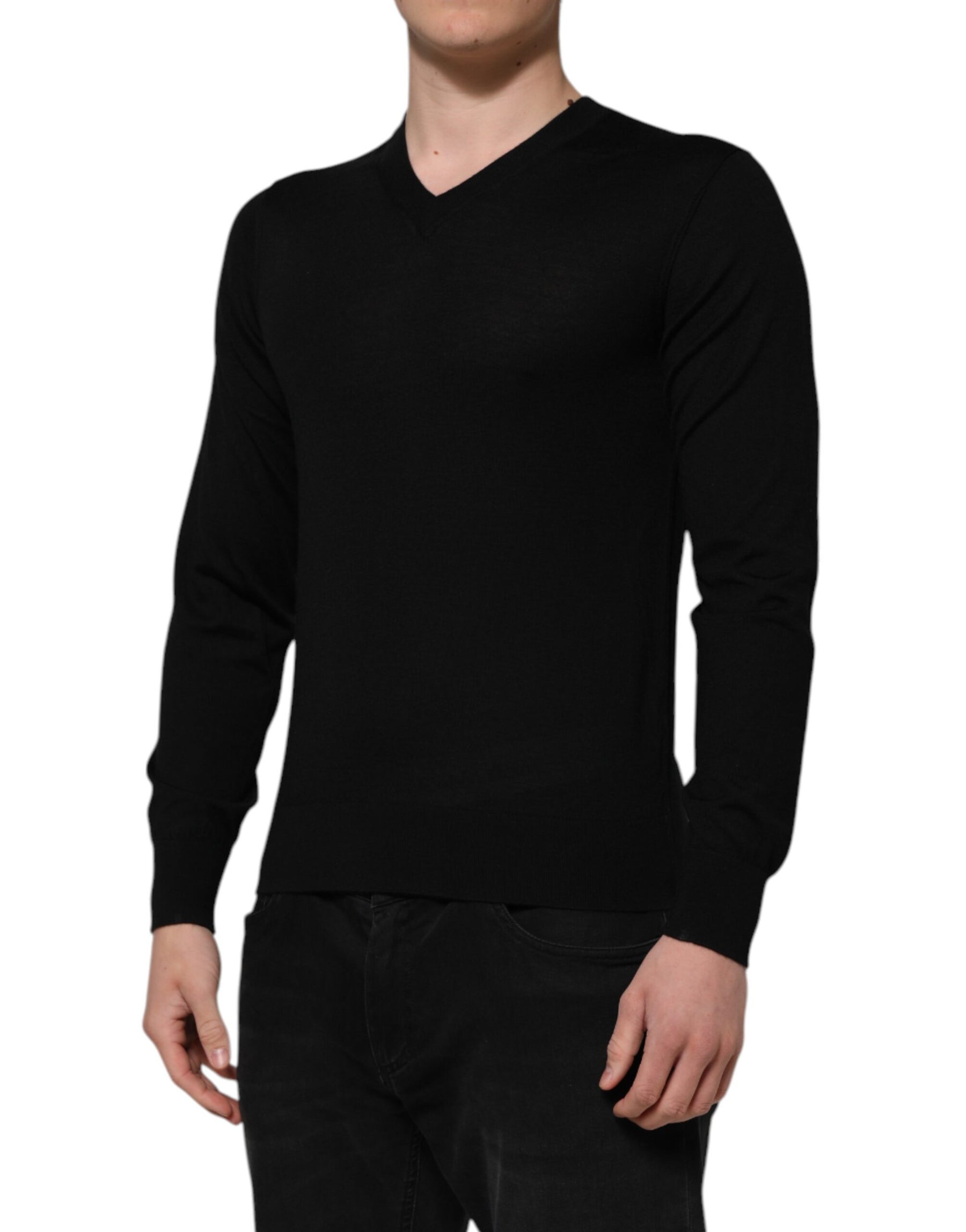 Dolce & Gabbana Black Cashmere Crewneck Men Pullover Sweater | Regal Royce