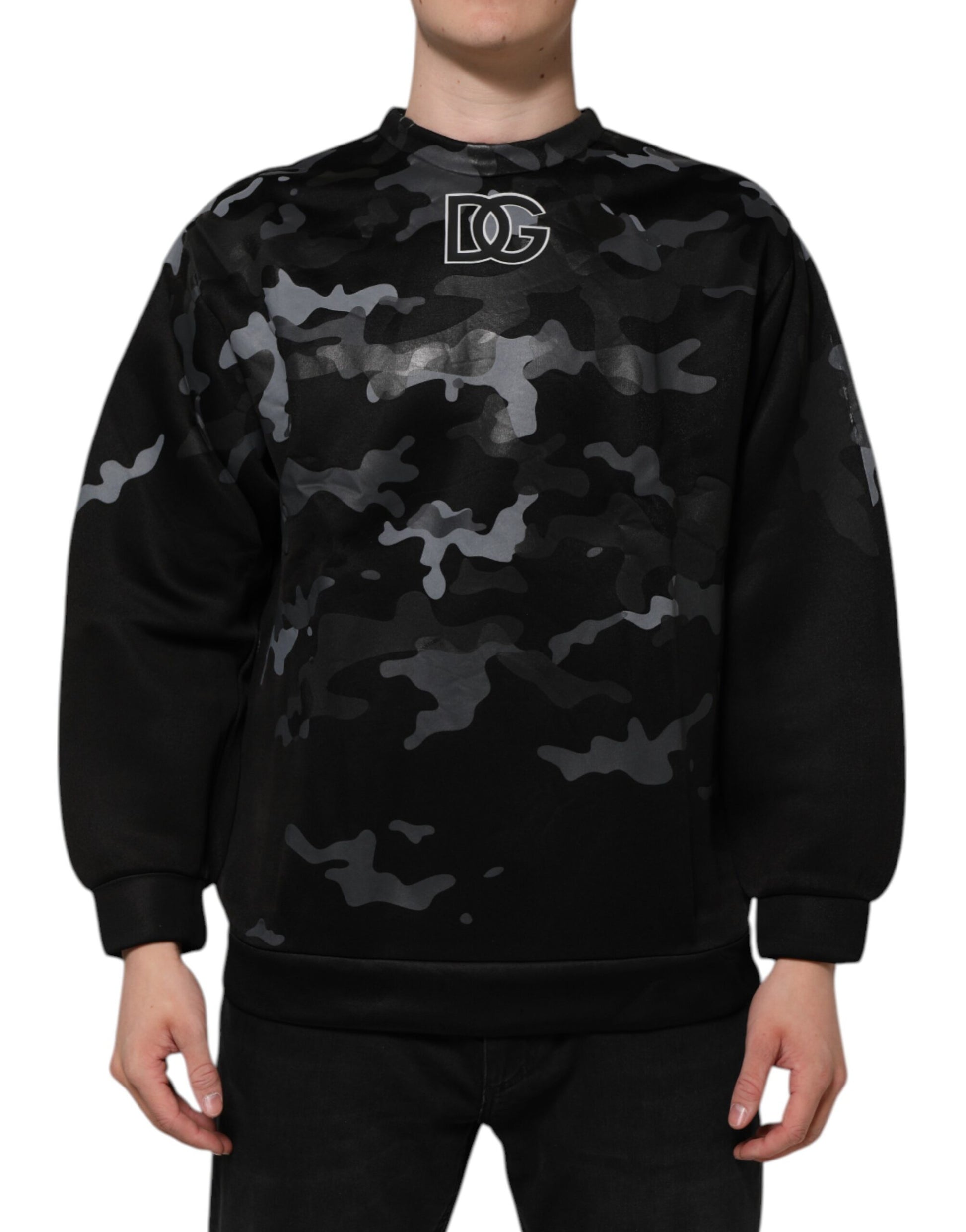 Dolce & Gabbana Black Camouflage Pullover Sweatshirt Sweater