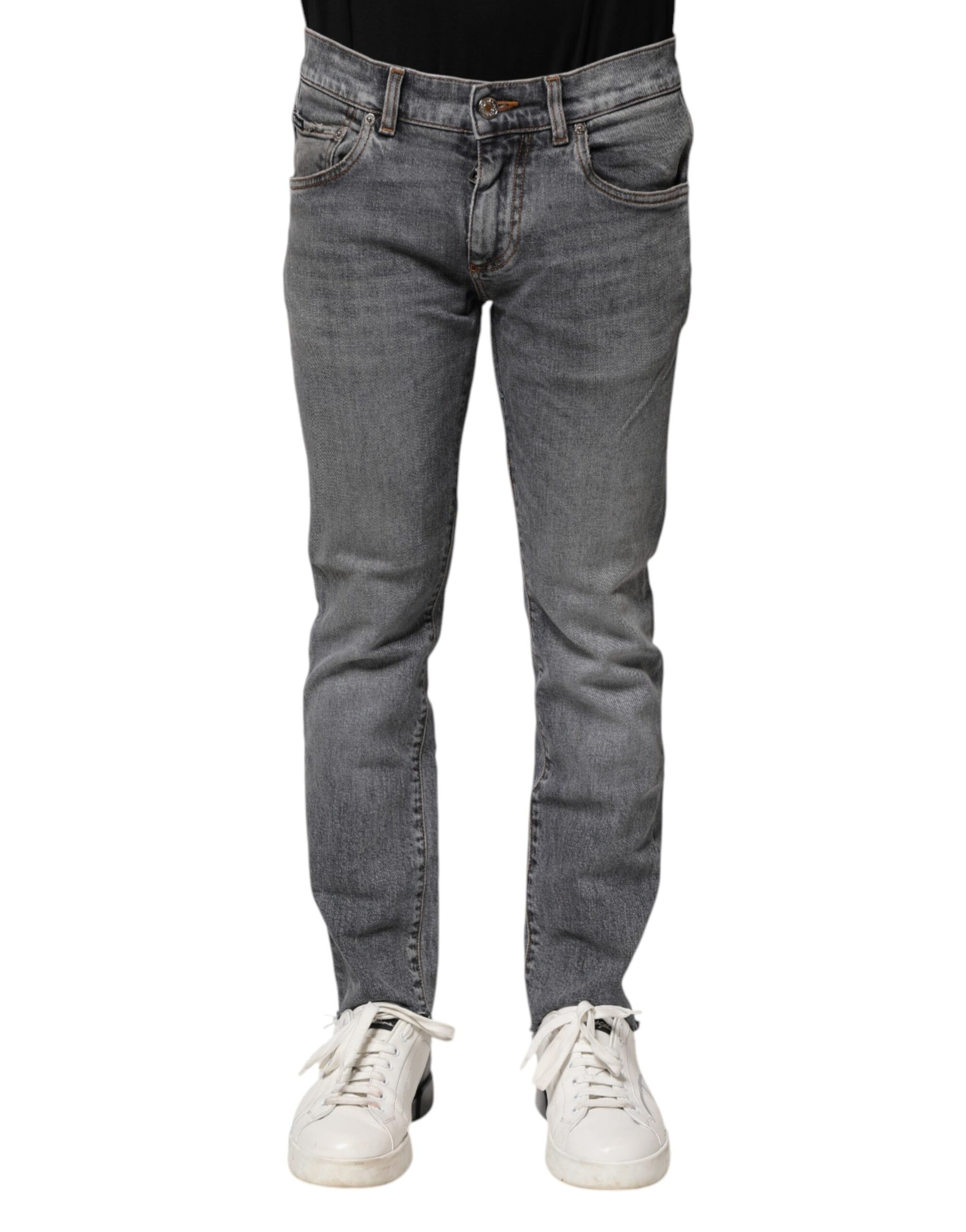 Dolce & Gabbana Gray Cotton Skinny Denim Trouser Jeans | Regal Royce