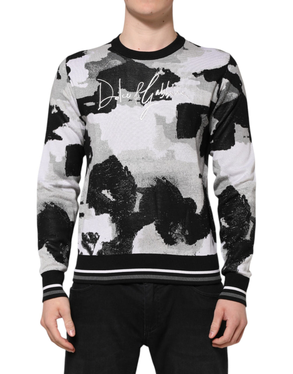 Dolce & Gabbana Multicolor Silk Camouflage Pullover Sweater