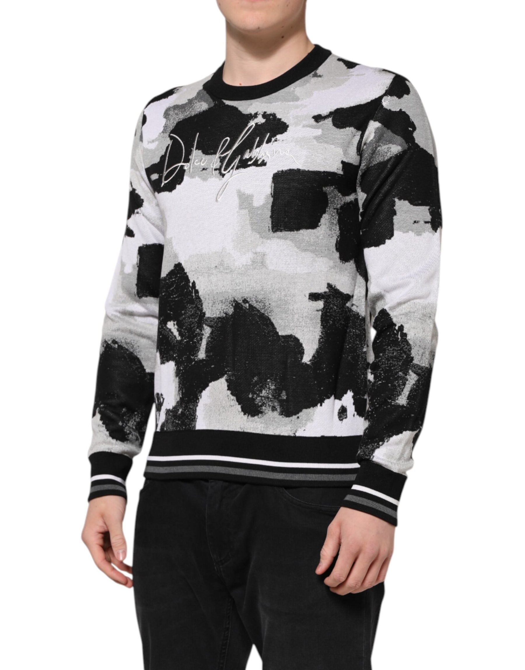 Dolce & Gabbana Multicolor Silk Camouflage Pullover Sweater | Regal Royce