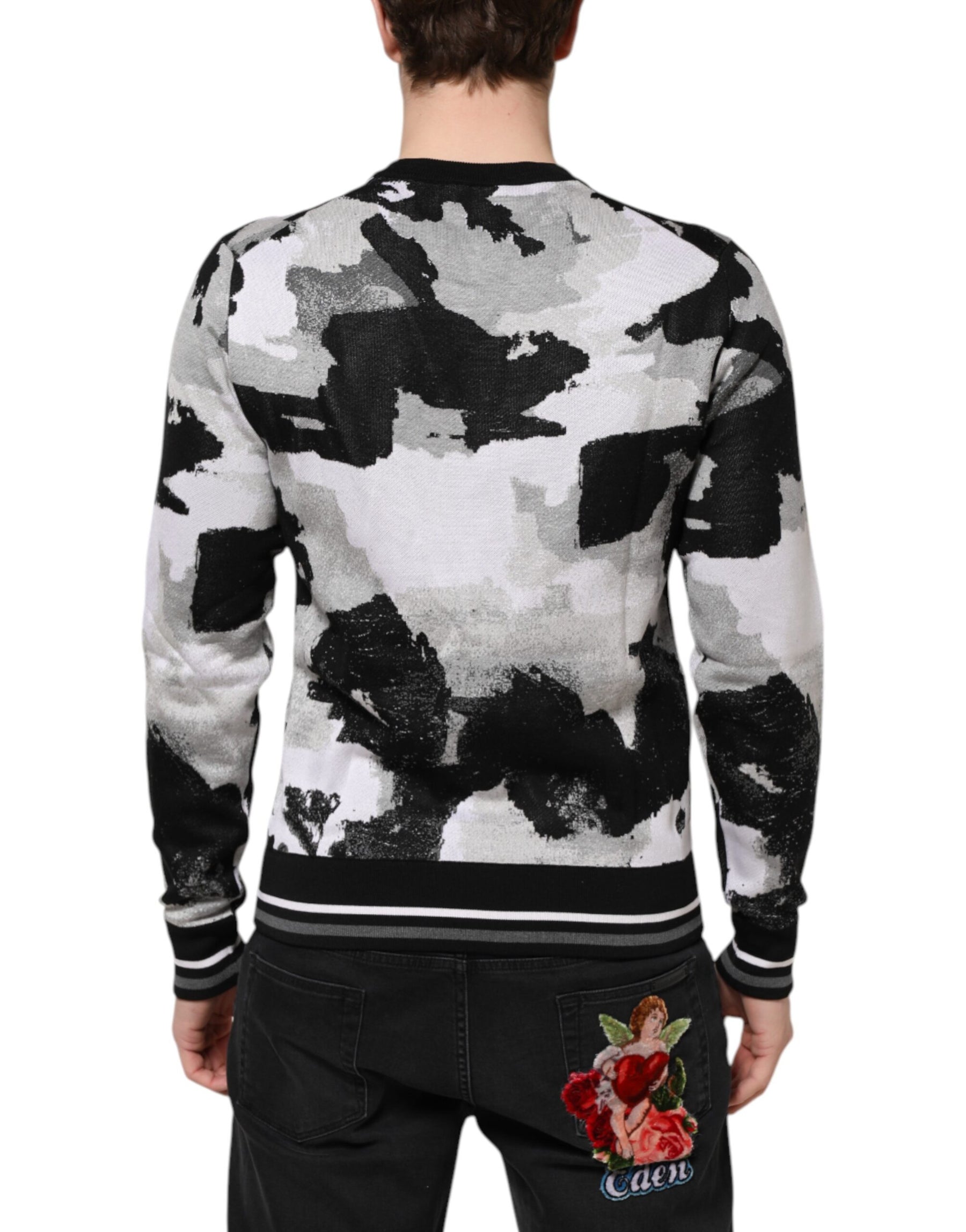 Dolce & Gabbana Multicolor Silk Camouflage Pullover Sweater | Regal Royce