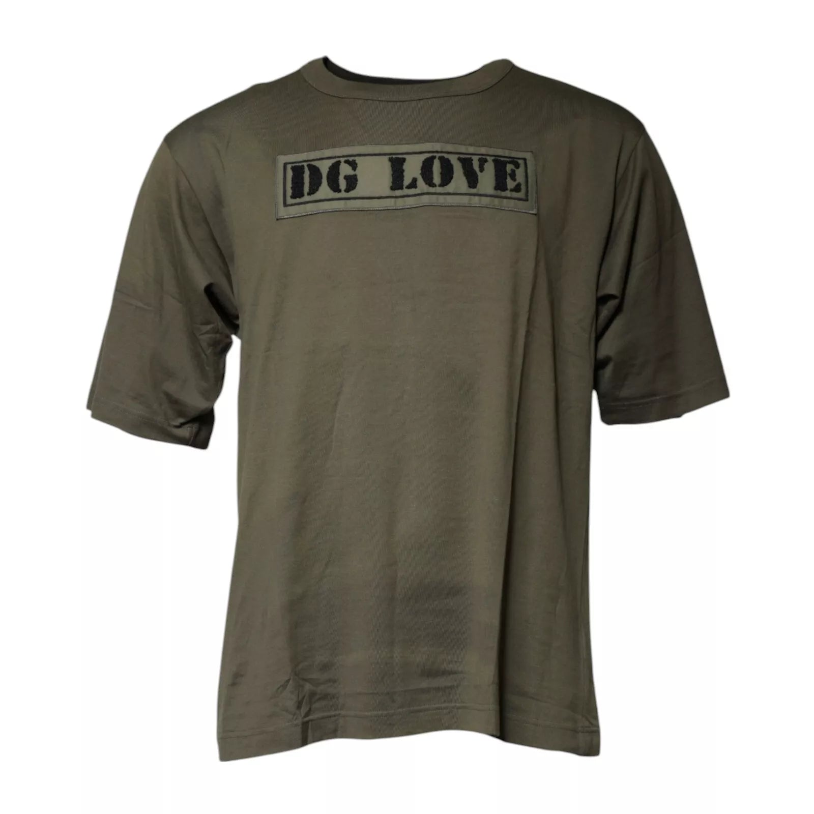 Dolce & Gabbana Army Green DG Love Cotton Crew Neck T-shirt | Regal Royce