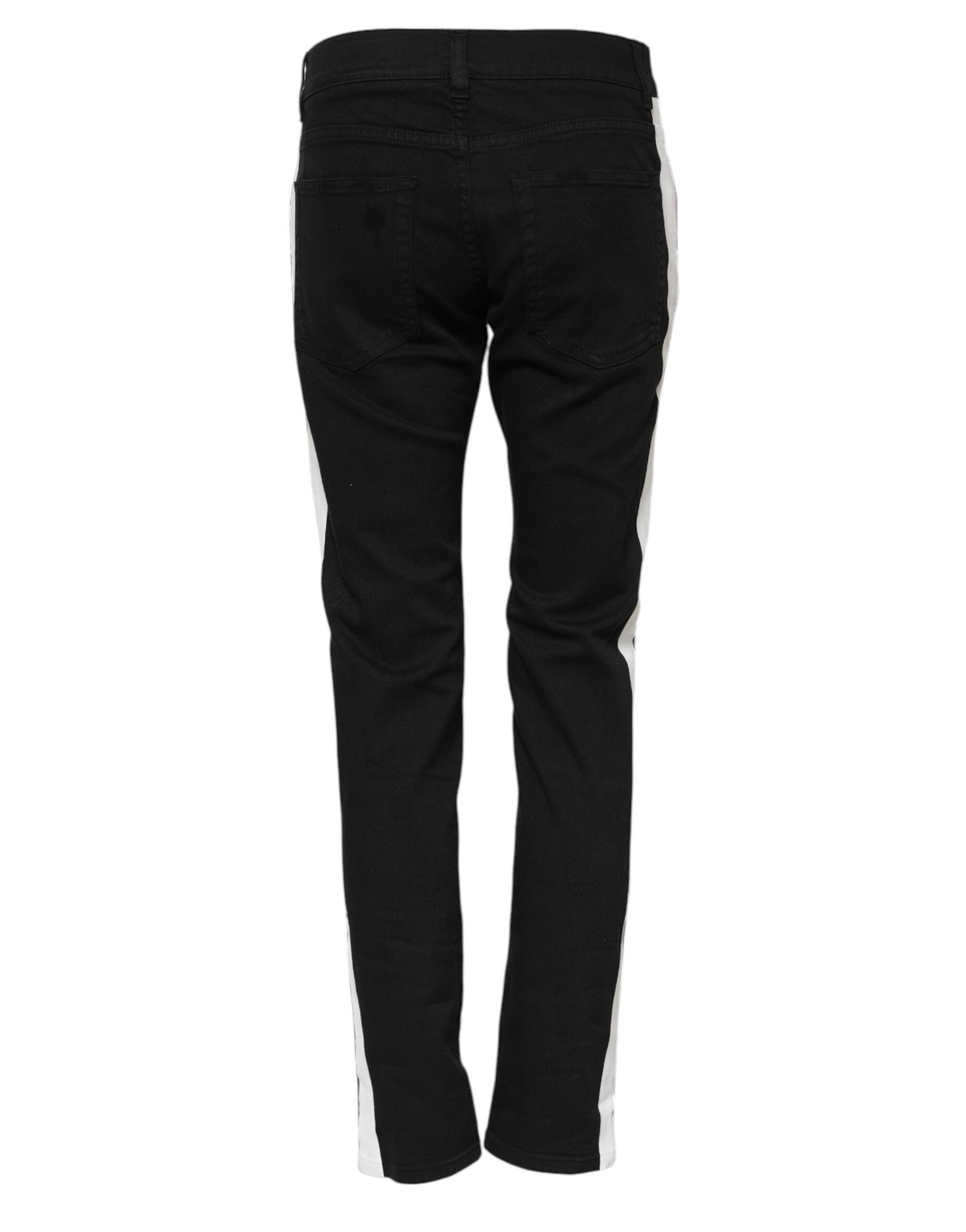 Dolce & Gabbana Black Tattered White Lining Skinny Denim Jeans | Regal Royce