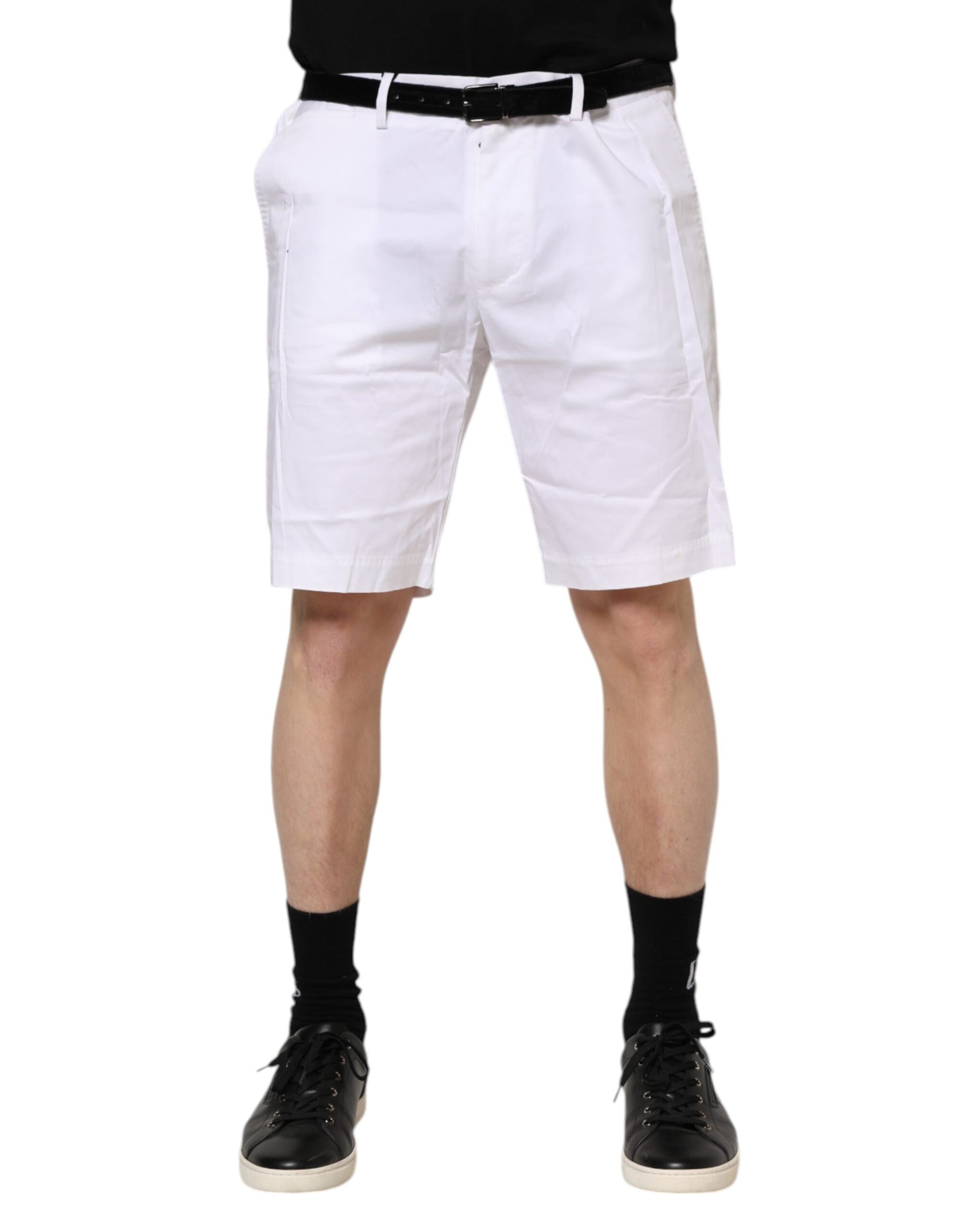 Dolce & Gabbana White Chinos Cotton Stretch Casual Shorts | Regal Royce
