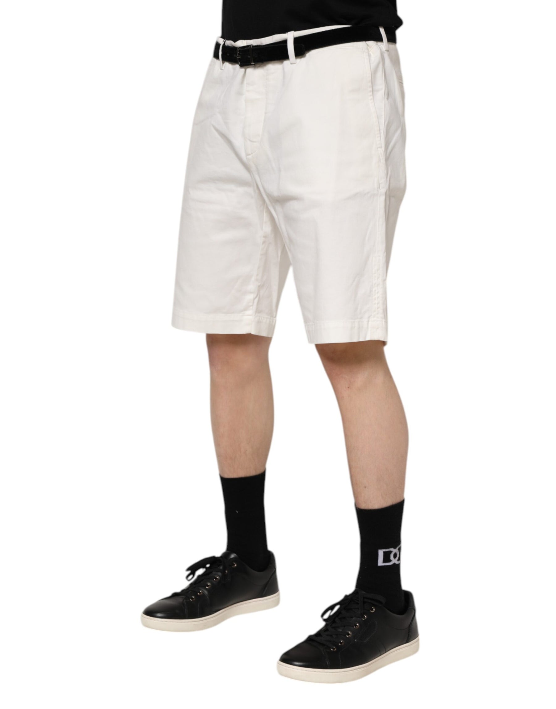 Dolce & Gabbana White Chinos Cotton Stretch Men Casual Shorts | Regal Royce