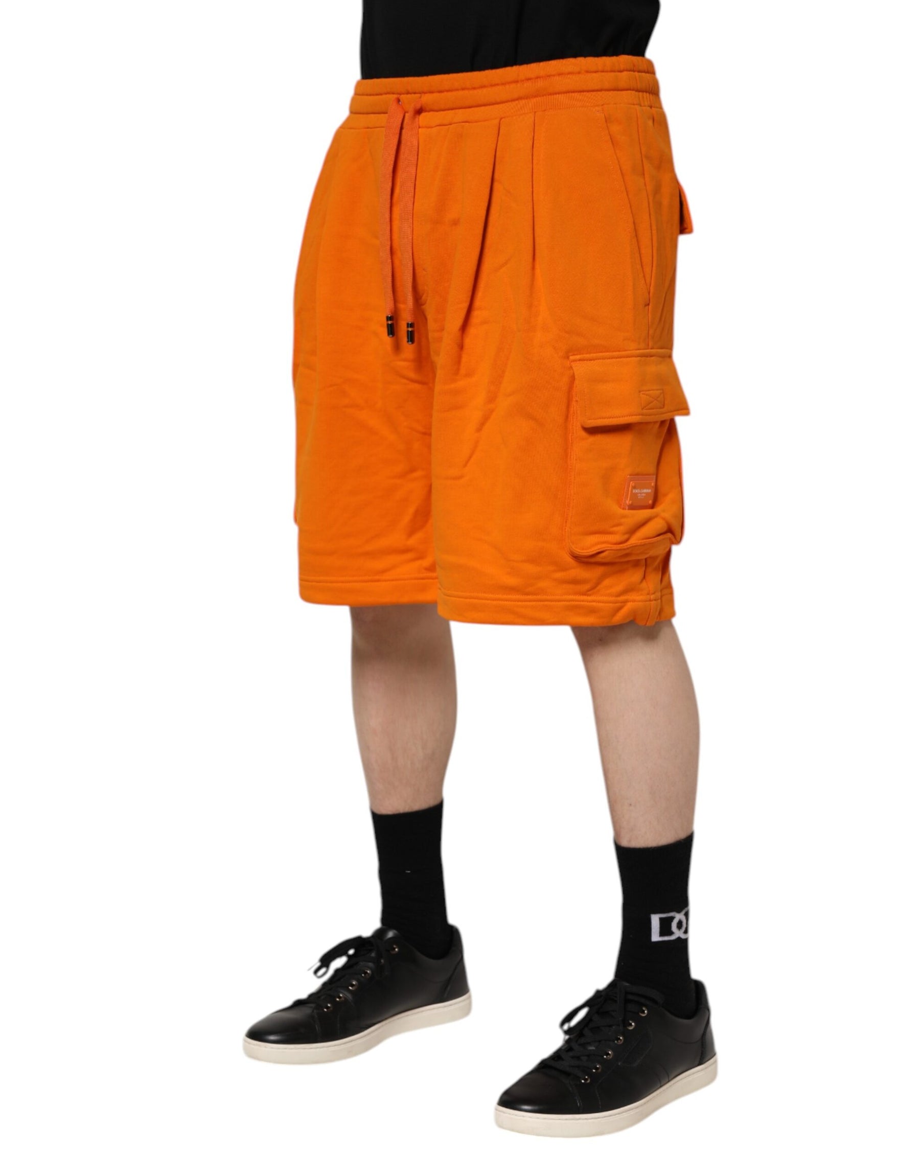 Dolce & Gabbana Orange Cotton Men Casual Cargo Bermuda Shorts | Regal Royce