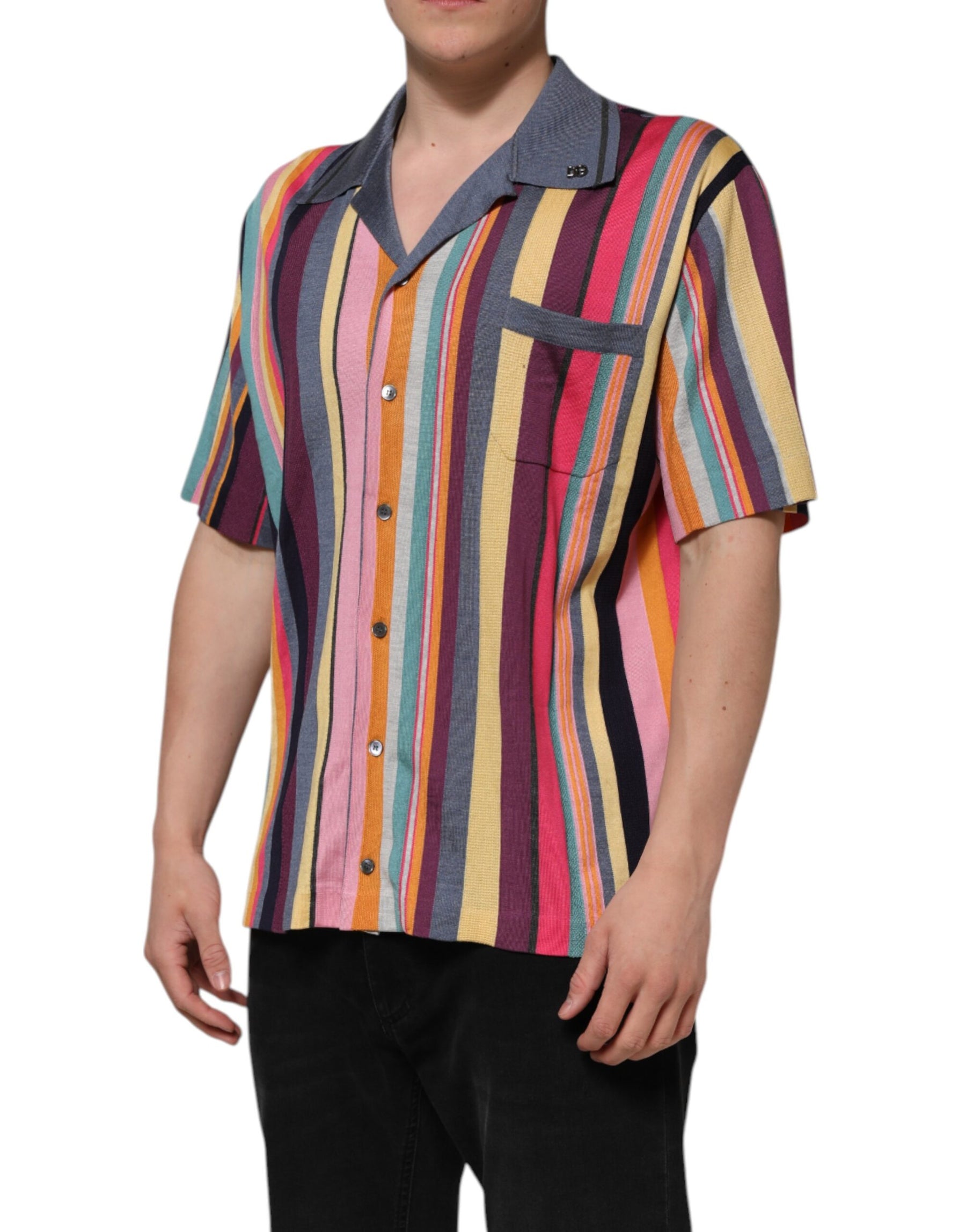Dolce & Gabbana Multicolor Stripes Collared Men Polo T-shirt | Regal Royce