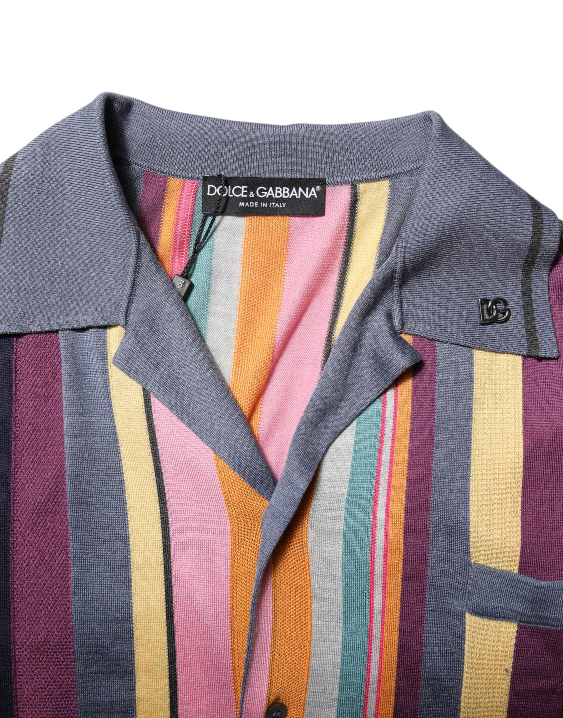 Dolce & Gabbana Multicolor Stripes Collared Men Polo T-shirt | Regal Royce