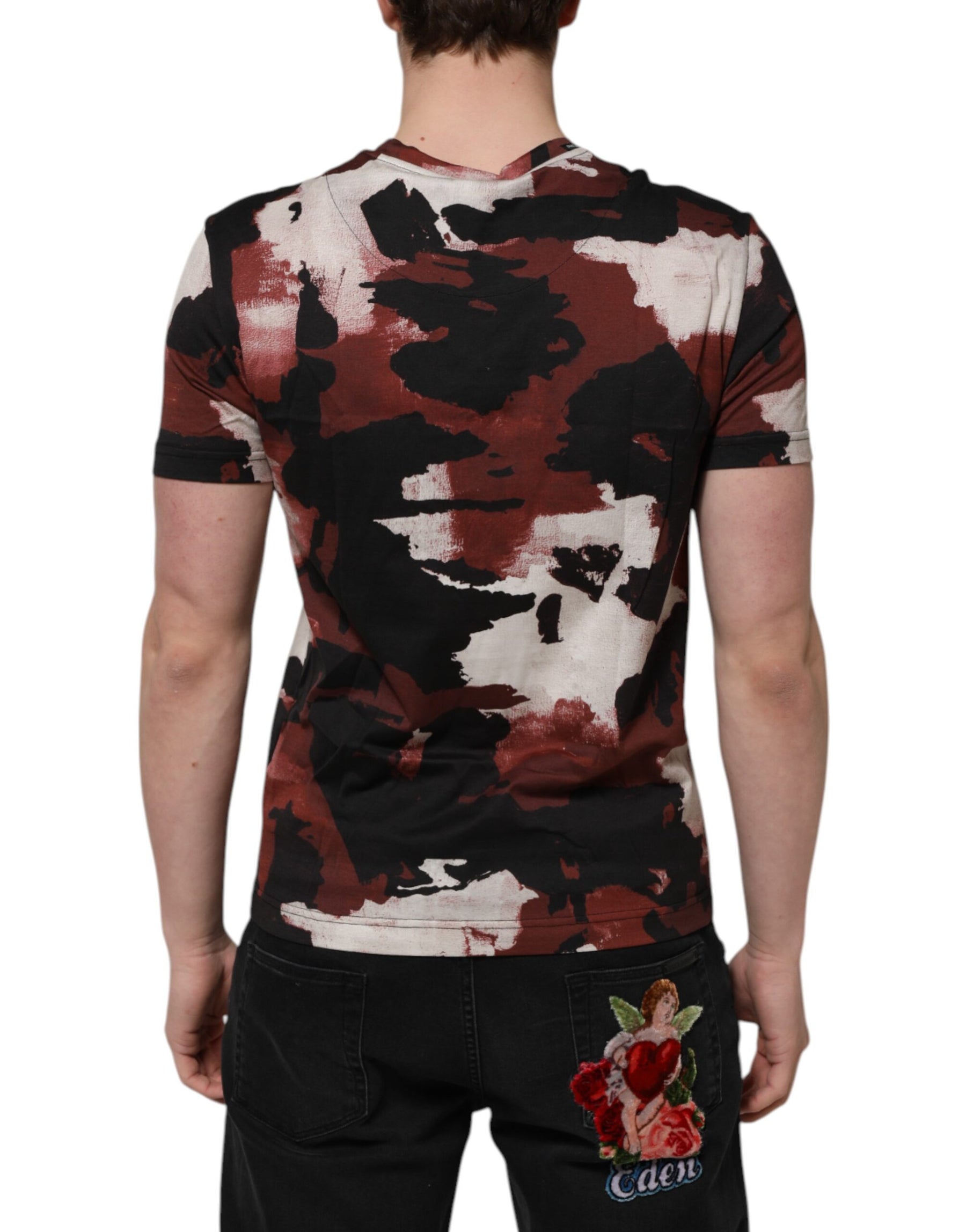 Dolce & Gabbana Multicolor Camouflage Men Crew Neck T-shirt | Regal Royce