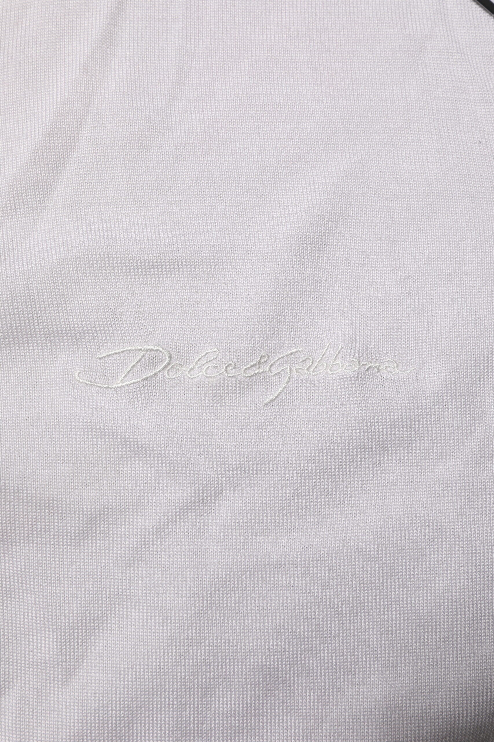 Dolce & Gabbana White Silk Short Sleeves Men Henley T-shirt