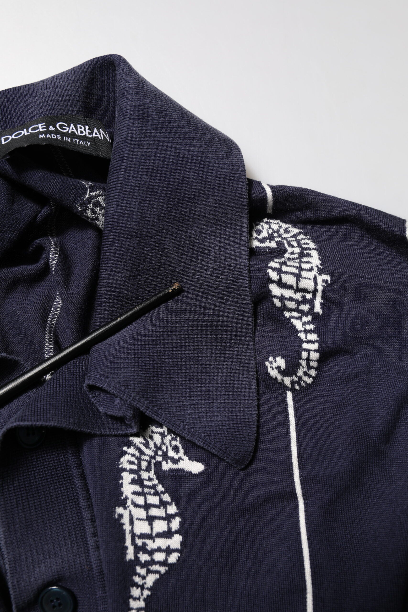 Dolce & Gabbana Dark Blue Sea Horse Collared Polo T-shirt | Regal Royce