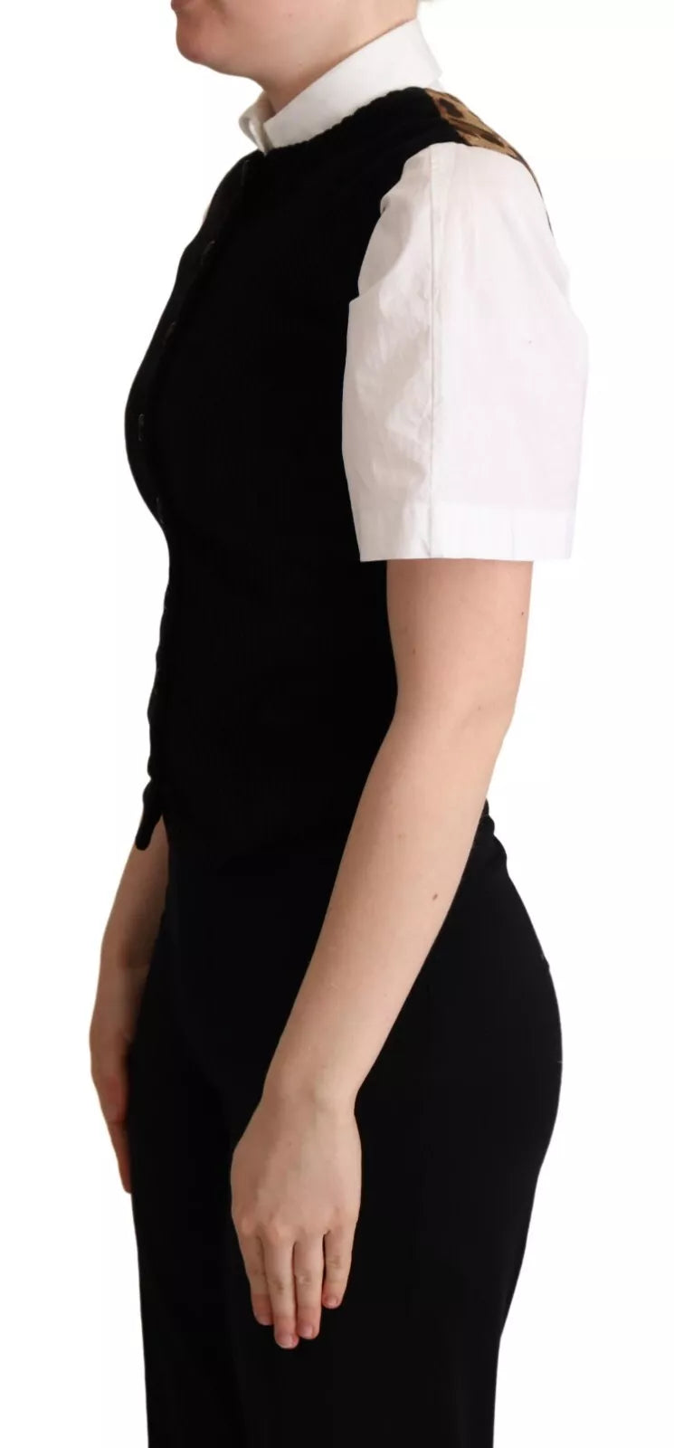 Dolce & Gabbana Black Brown Leopard Print Waistcoat Vest | Regal Royce