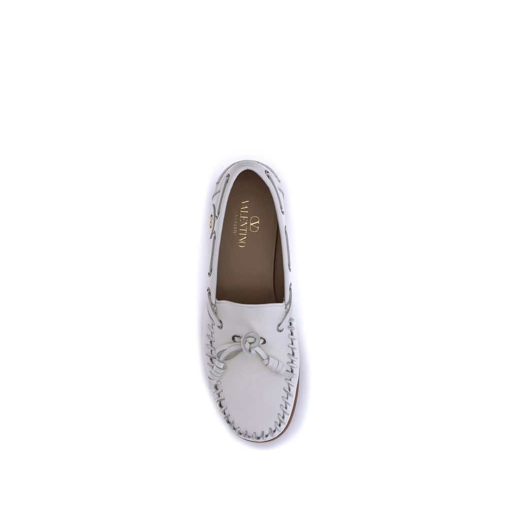 Valentino Garavani White Calf Leather Bos Taurus Slip-On Loafers | Regal Royce