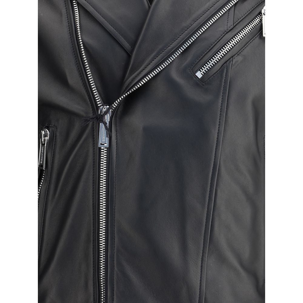 Dsquared² Black Calf Leather Bos Taurus Biker Jacket | Regal Royce