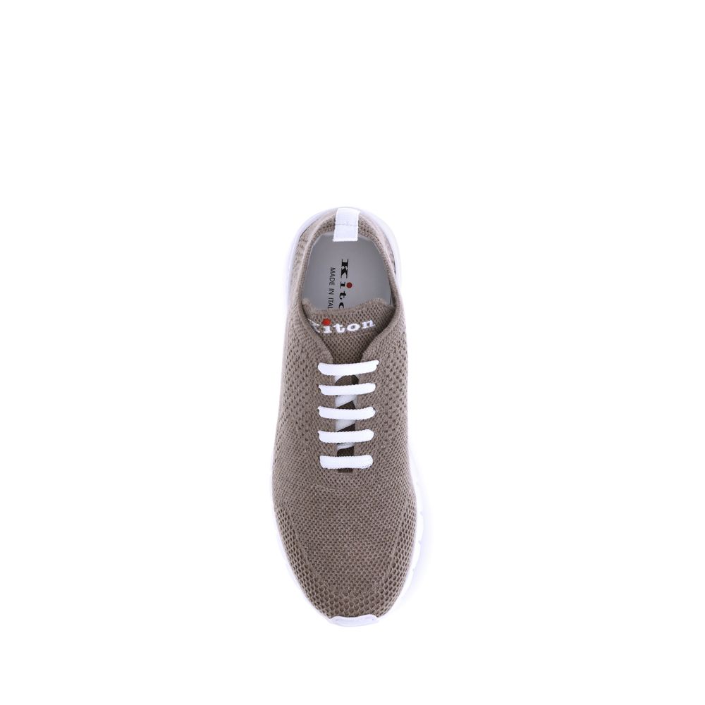Kiton Brown Cotton Athletic Sneakers | Regal Royce