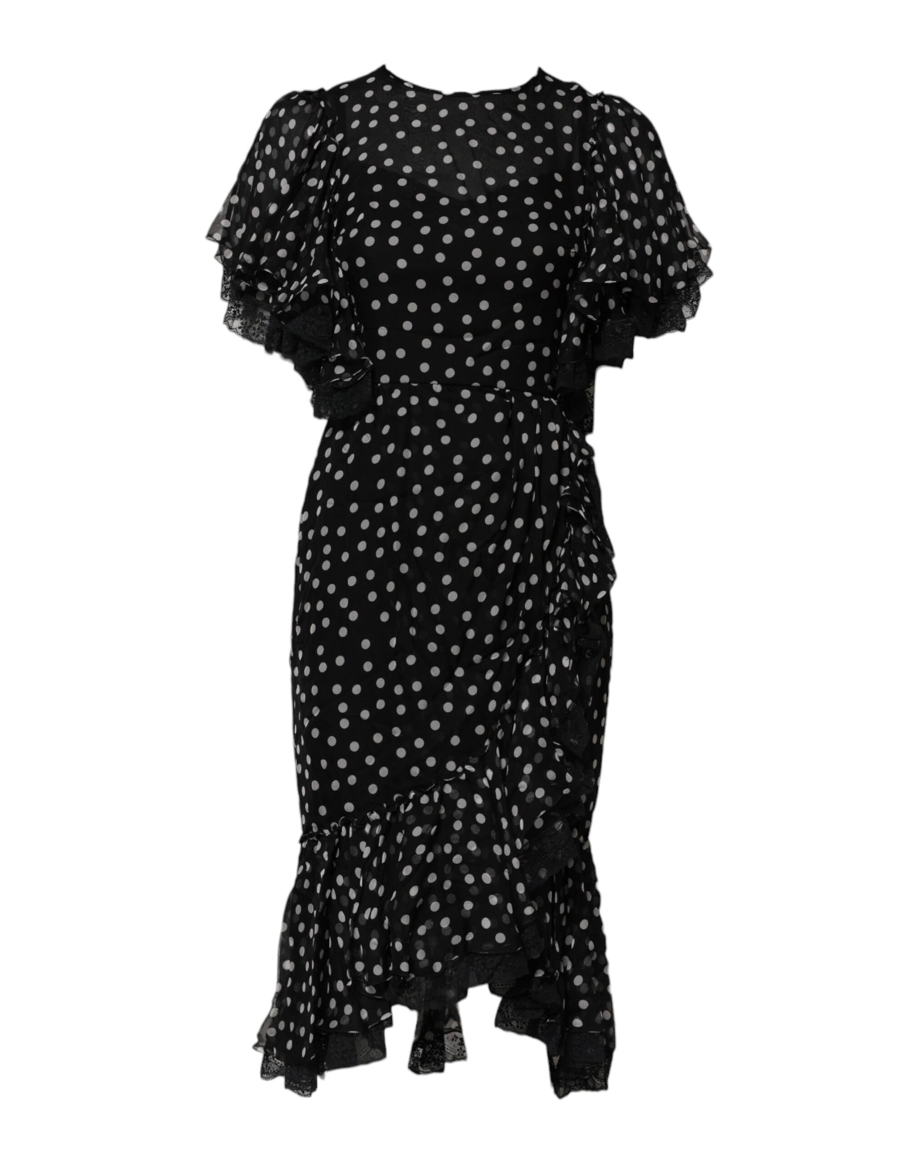 Dolce & Gabbana Black White Lace Polka Dot Chiffon Dress | Regal Royce