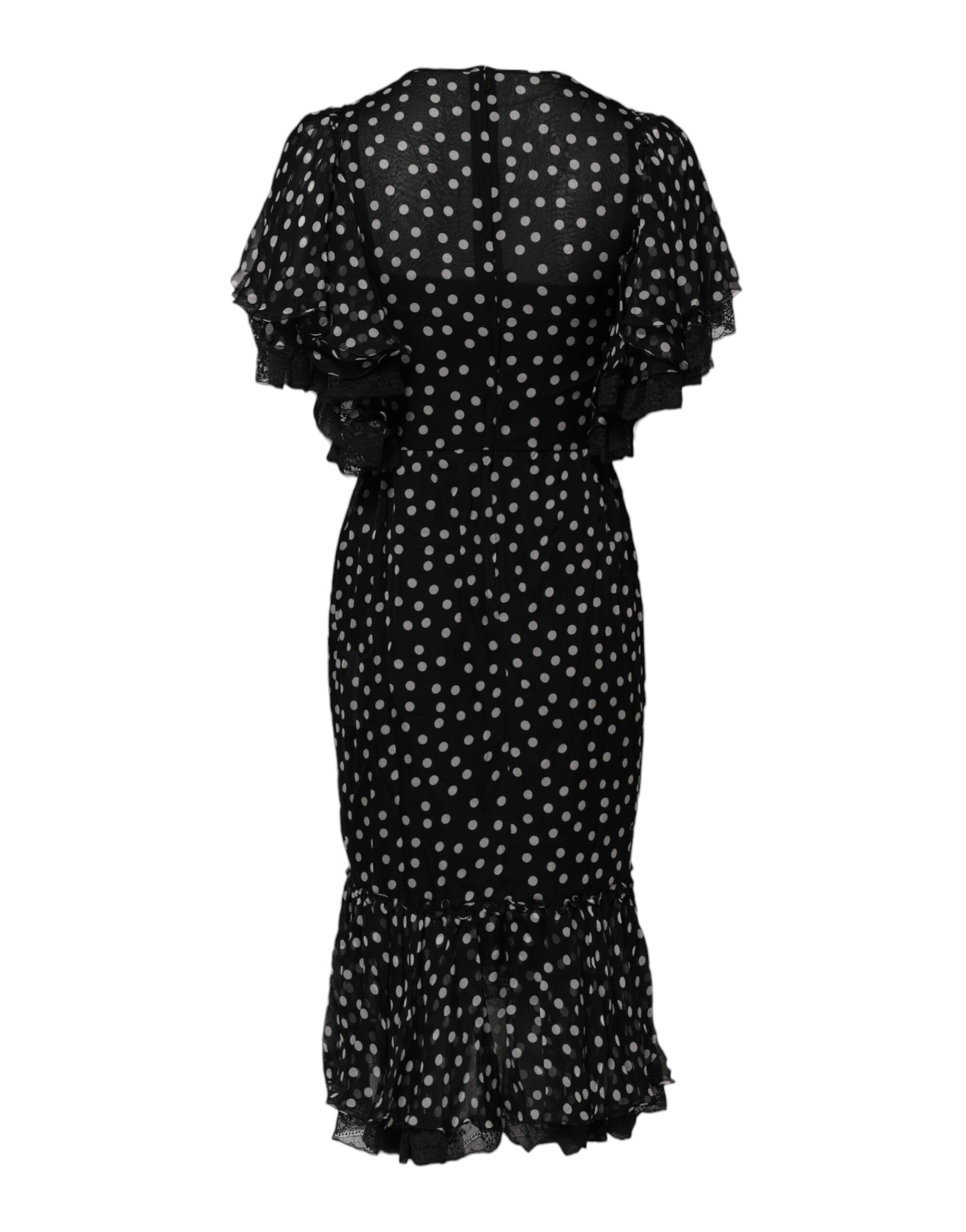 Dolce & Gabbana Black White Lace Polka Dot Chiffon Dress | Regal Royce