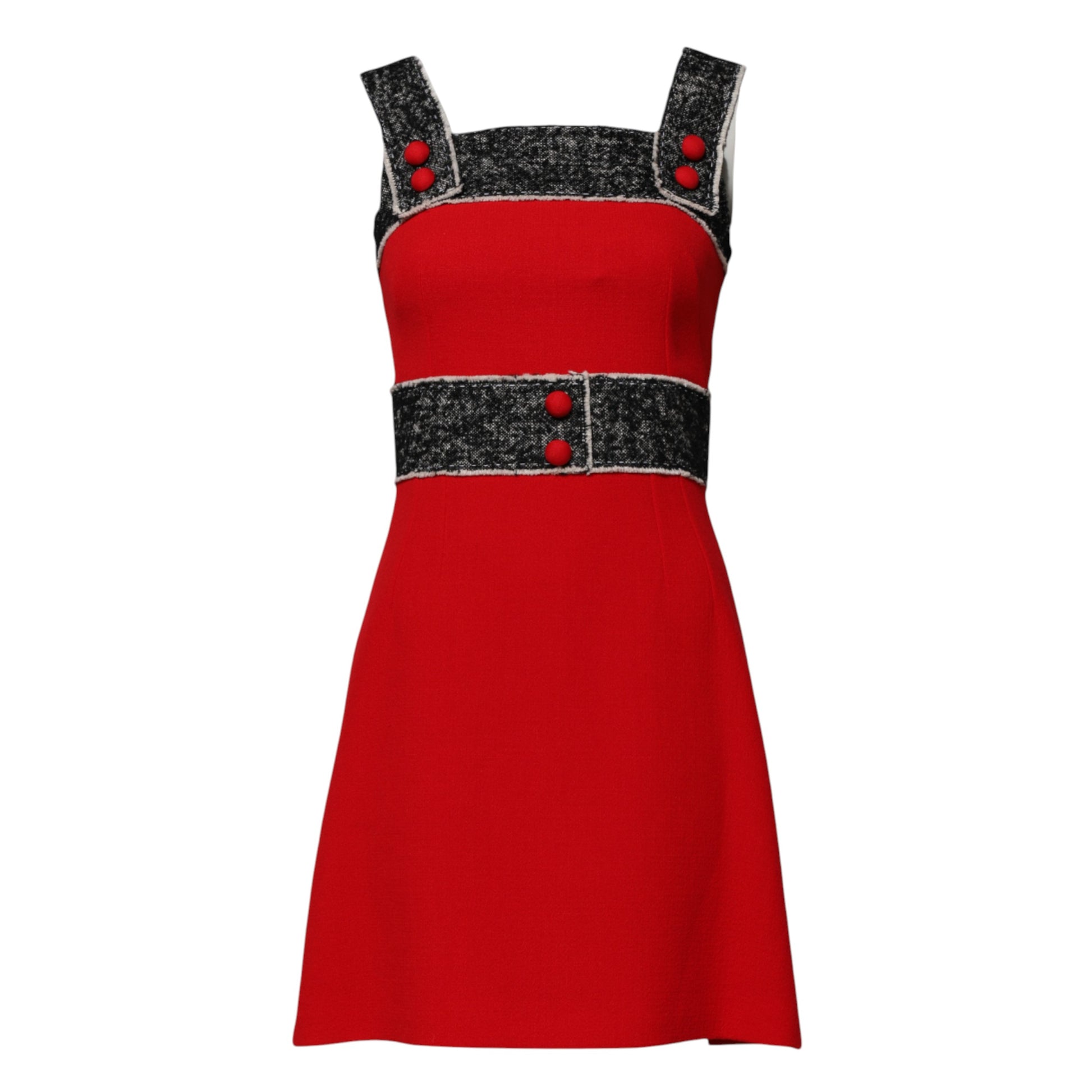 Dolce & Gabbana Red Wool Sleeveless A-line Flared Mini Dress