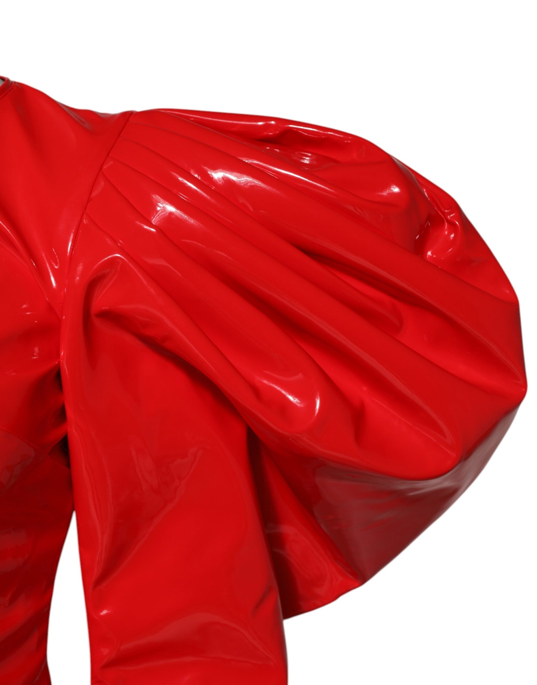 Dolce & Gabbana Red Patent Leather Puff Sleeves Mini Dress | Regal Royce