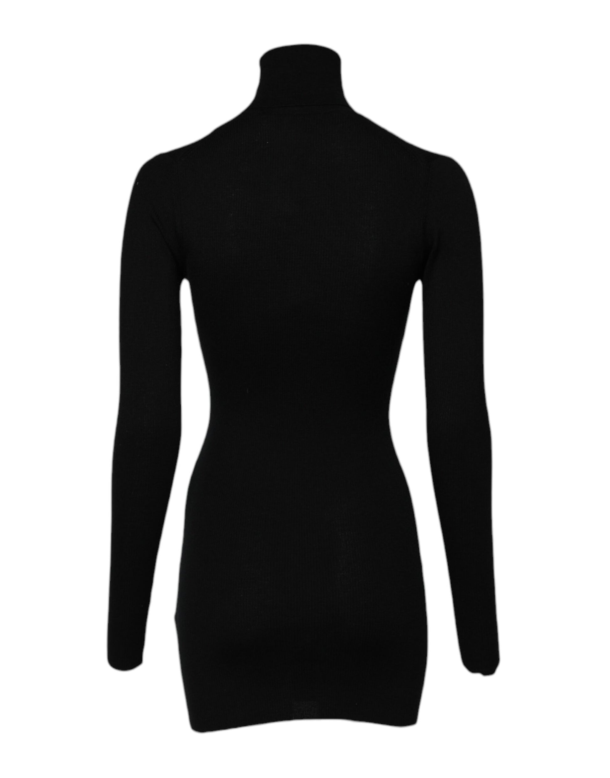 Dolce & Gabbana Black Long Sleeves Turtle Neck Mini Dress