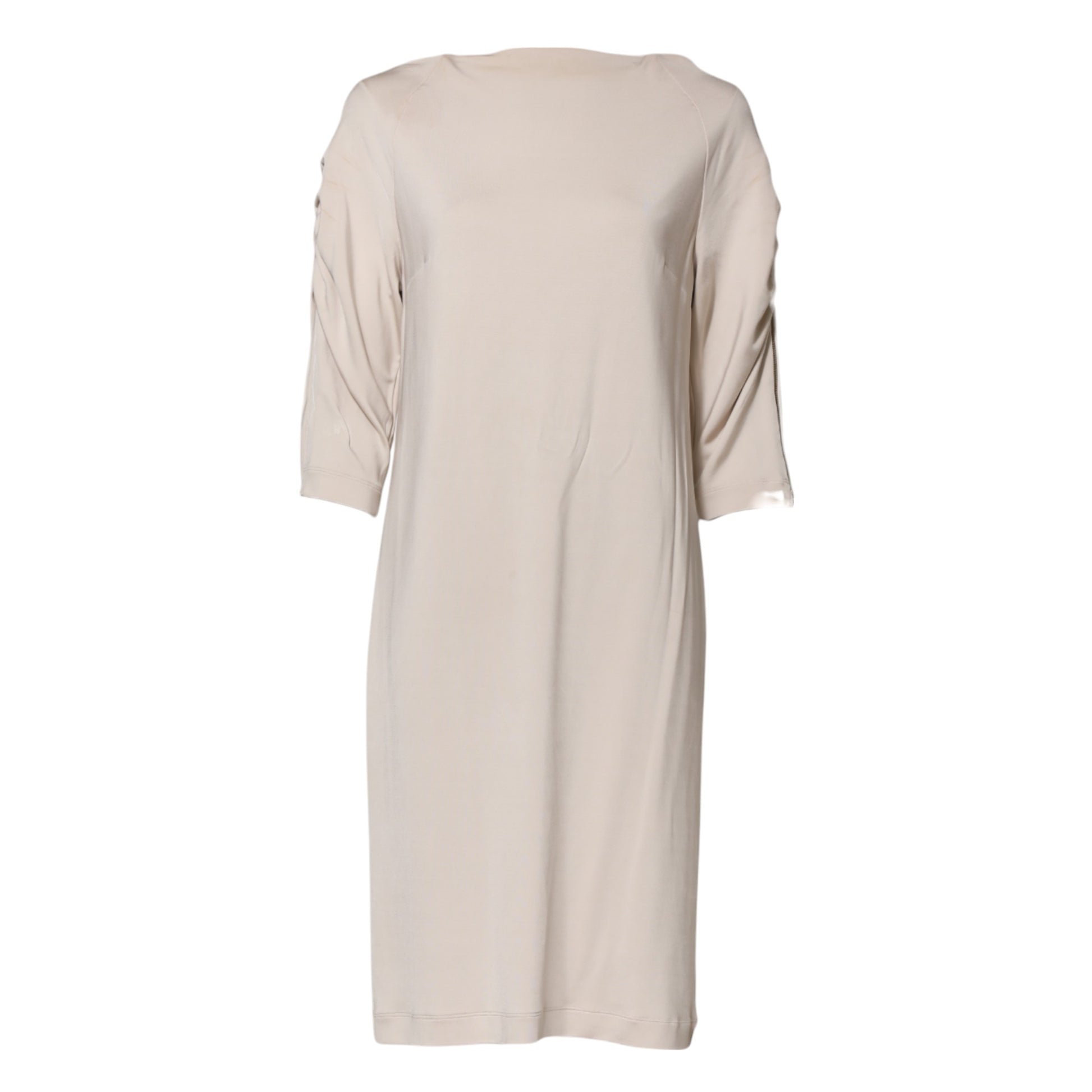 Roberto Cavalli Ivory Viscose Sheath Knee Length Dress