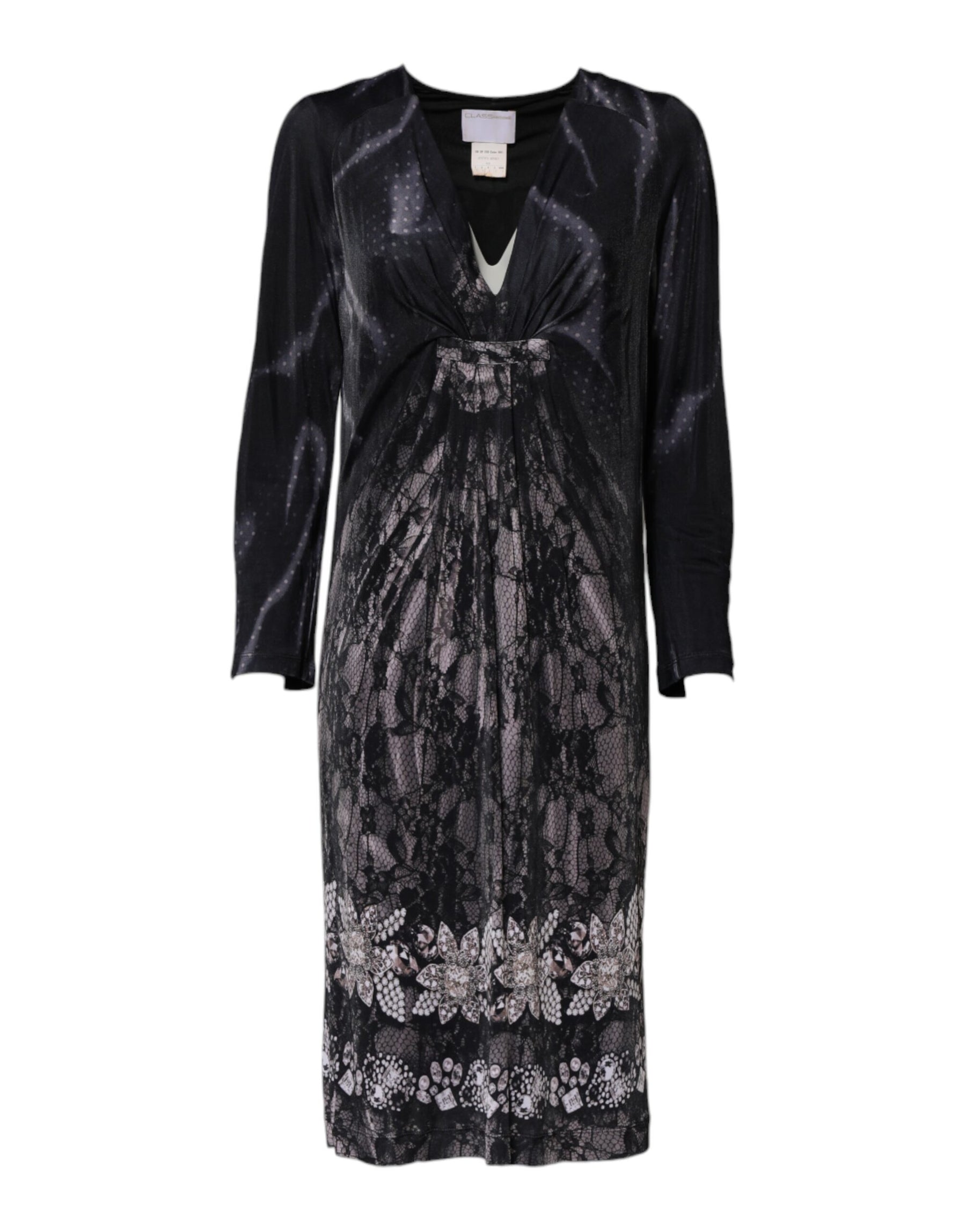 Roberto Cavalli Black Floral Viscose Sheath Midi Dress | Regal Royce