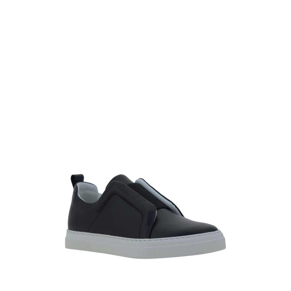 Pierre Hardy Black Calf Leather Bos Taurus Low Top Sneakers | Regal Royce