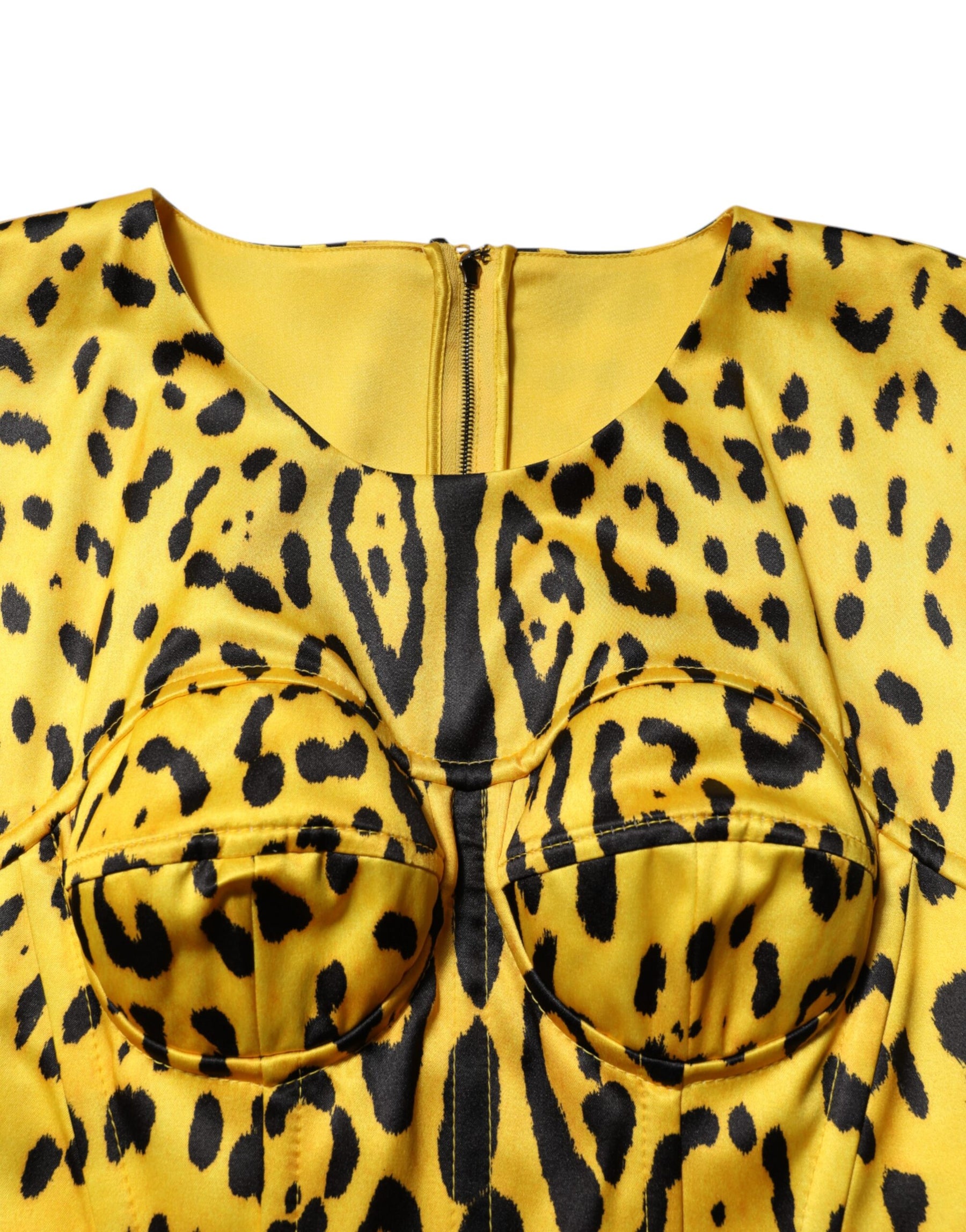 Dolce & Gabbana Yellow Polyester Leopard Midi Sheath Dress | Regal Royce