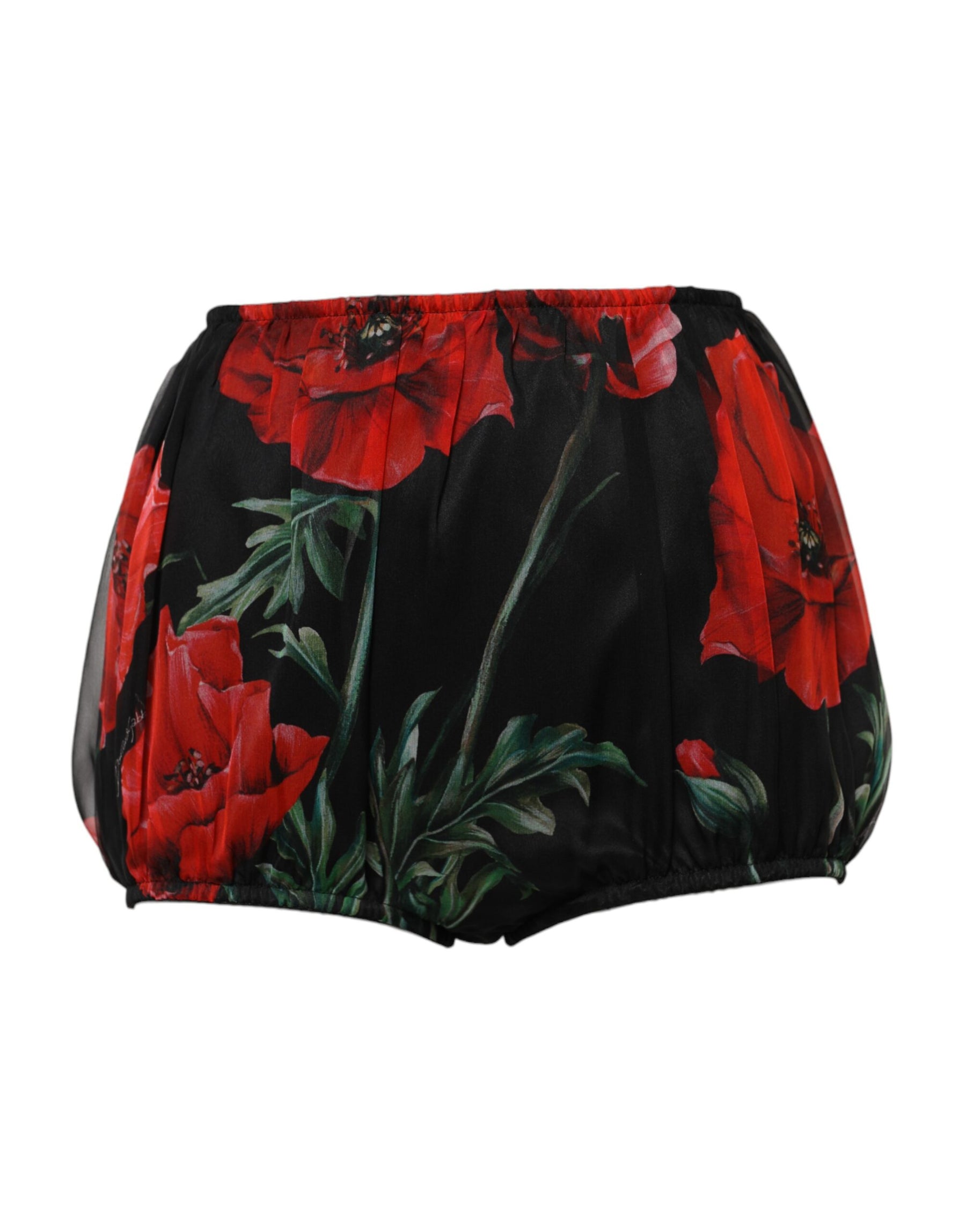 Dolce & Gabbana Black Floral High Waist Women Hot Pants Shorts | Regal Royce