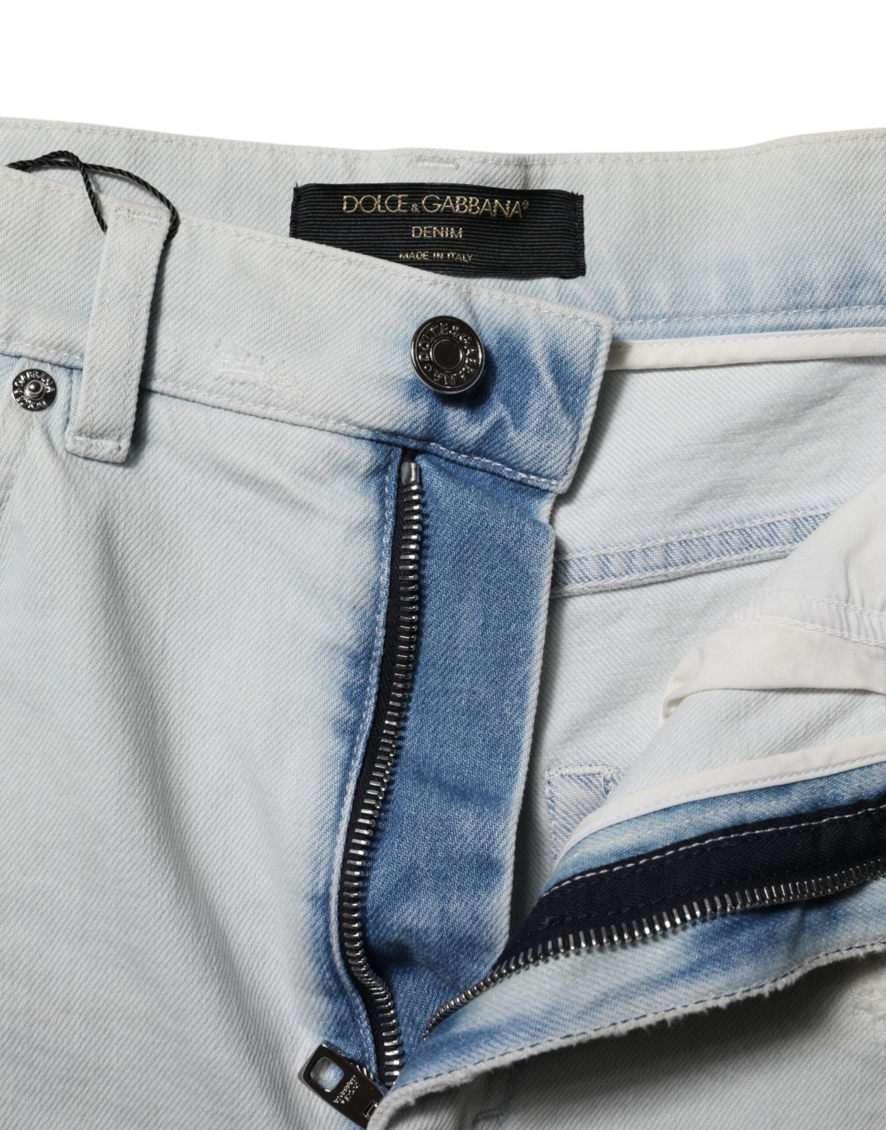 Dolce & Gabbana Light Blue Washed Denim Cotton Hot Pants Shorts | Regal Royce
