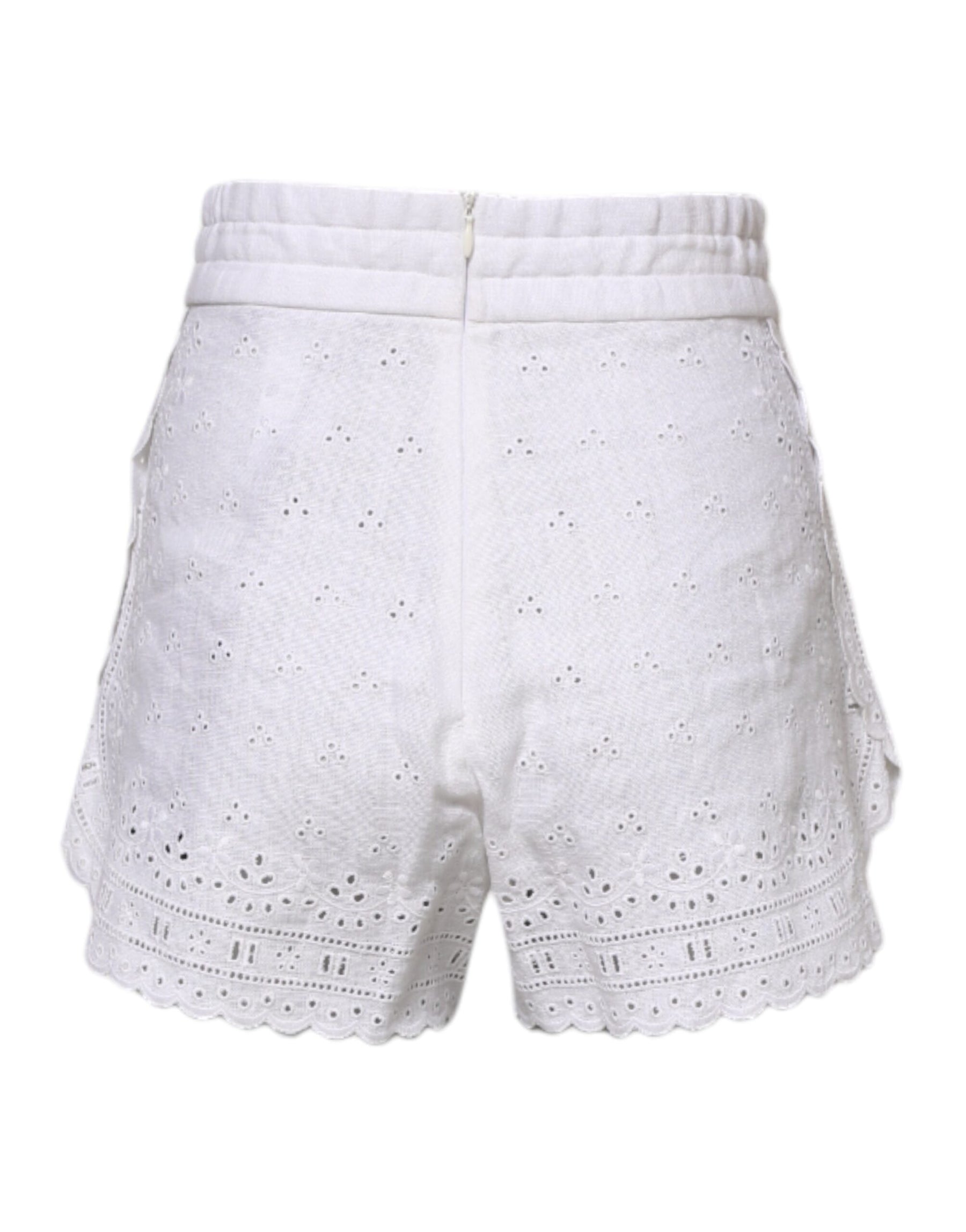 Dolce & Gabbana White Linen High Waisted Hot Pants Shorts | Regal Royce