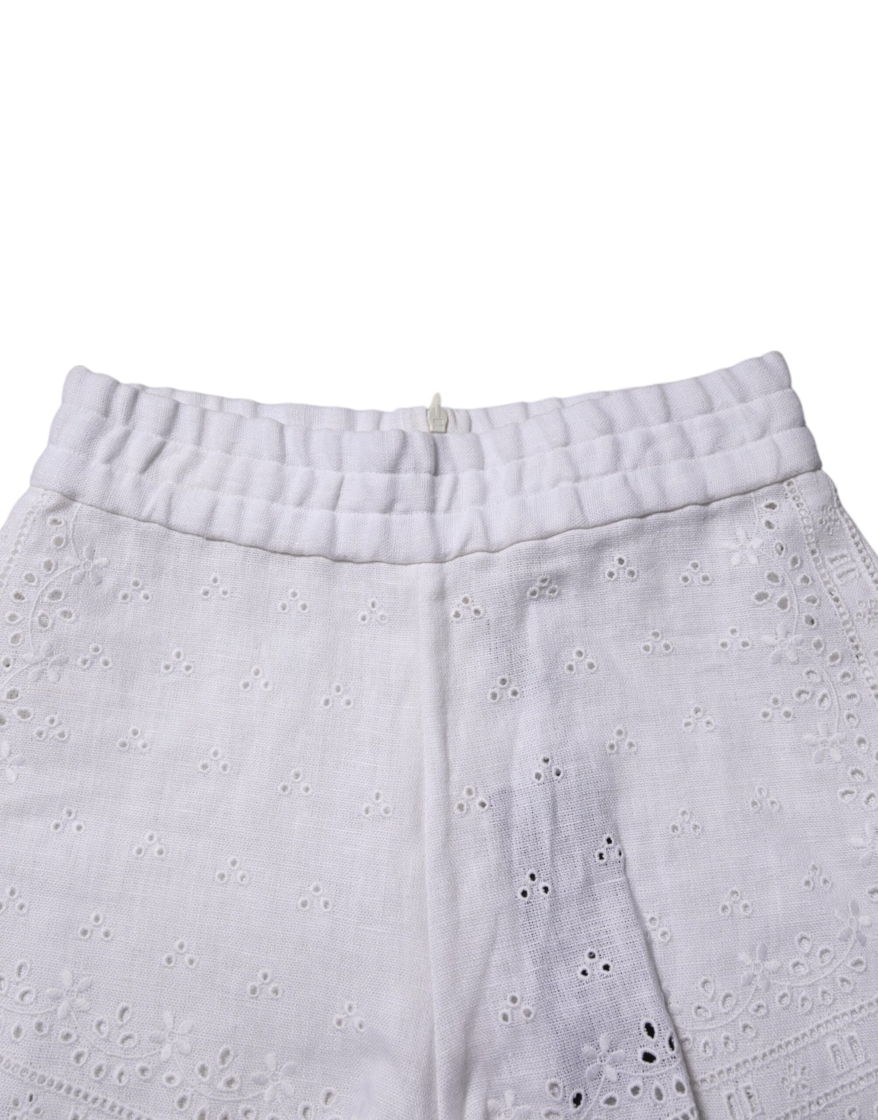 Dolce & Gabbana White Linen High Waisted Hot Pants Shorts | Regal Royce