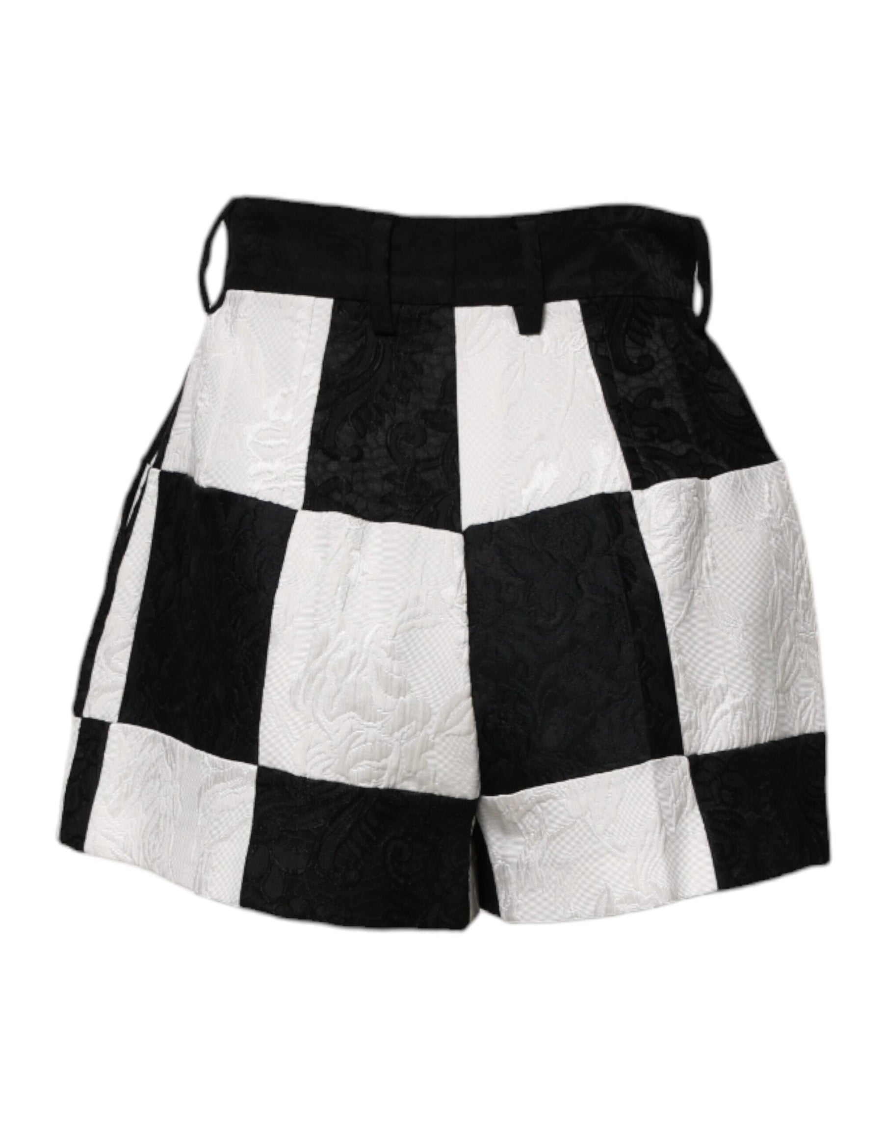 Dolce & Gabbana Black White Floral Brocade Hot Pants Shorts | Regal Royce