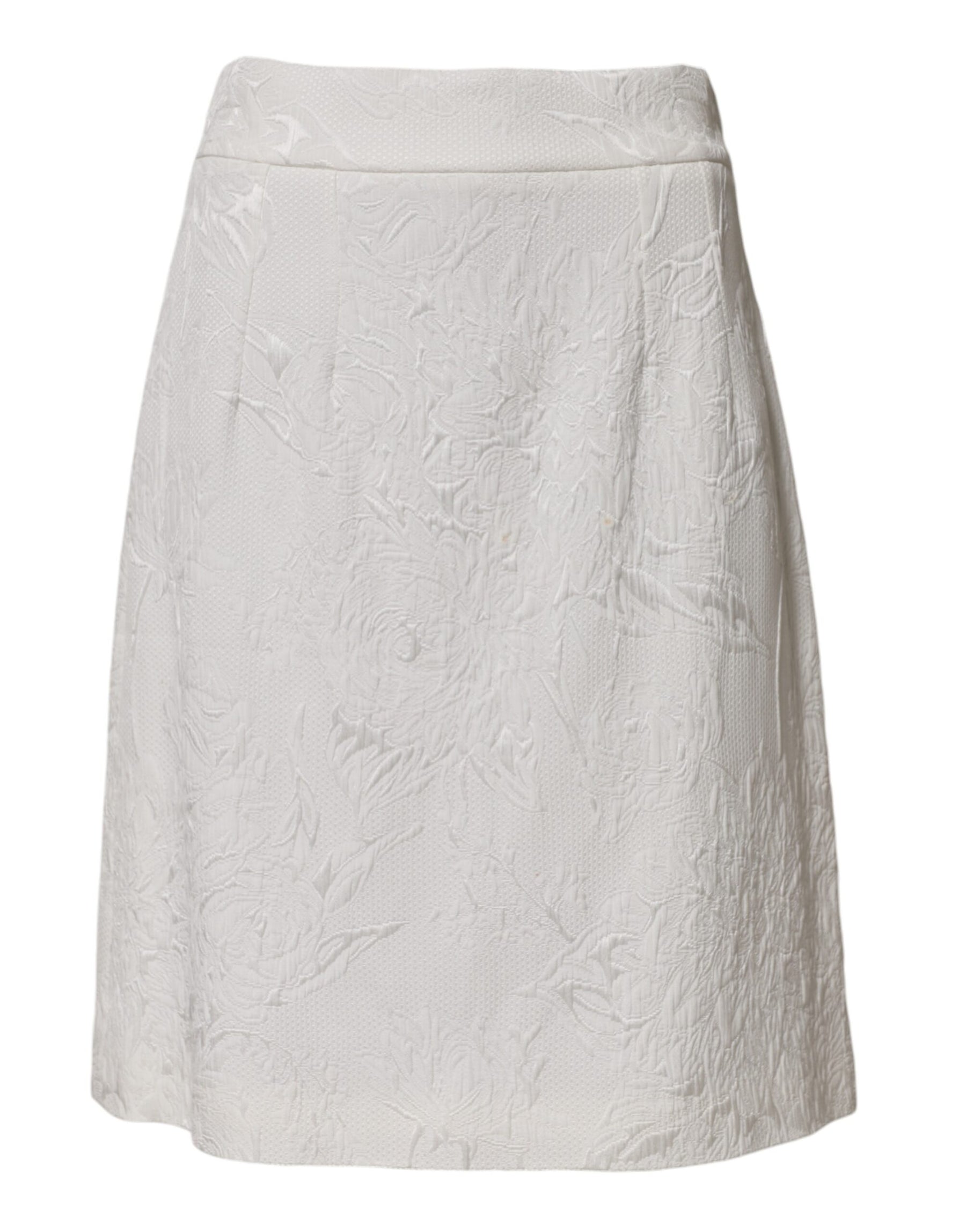 Dolce & Gabbana White Floral Brocade A-line High Waist Skirt | Regal Royce