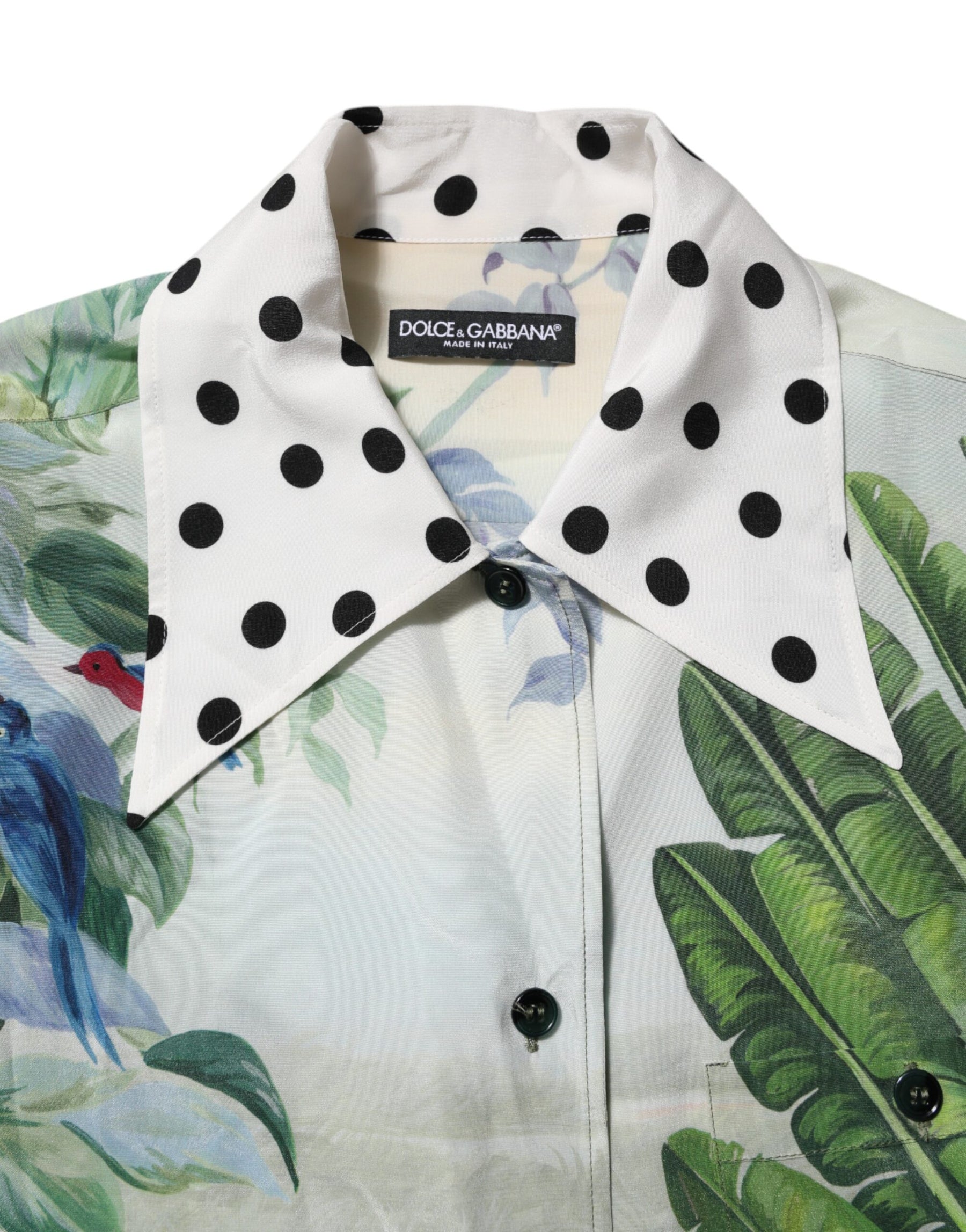Dolce & Gabbana Multicolor Printed Silk Collared Shirt Top | Regal Royce