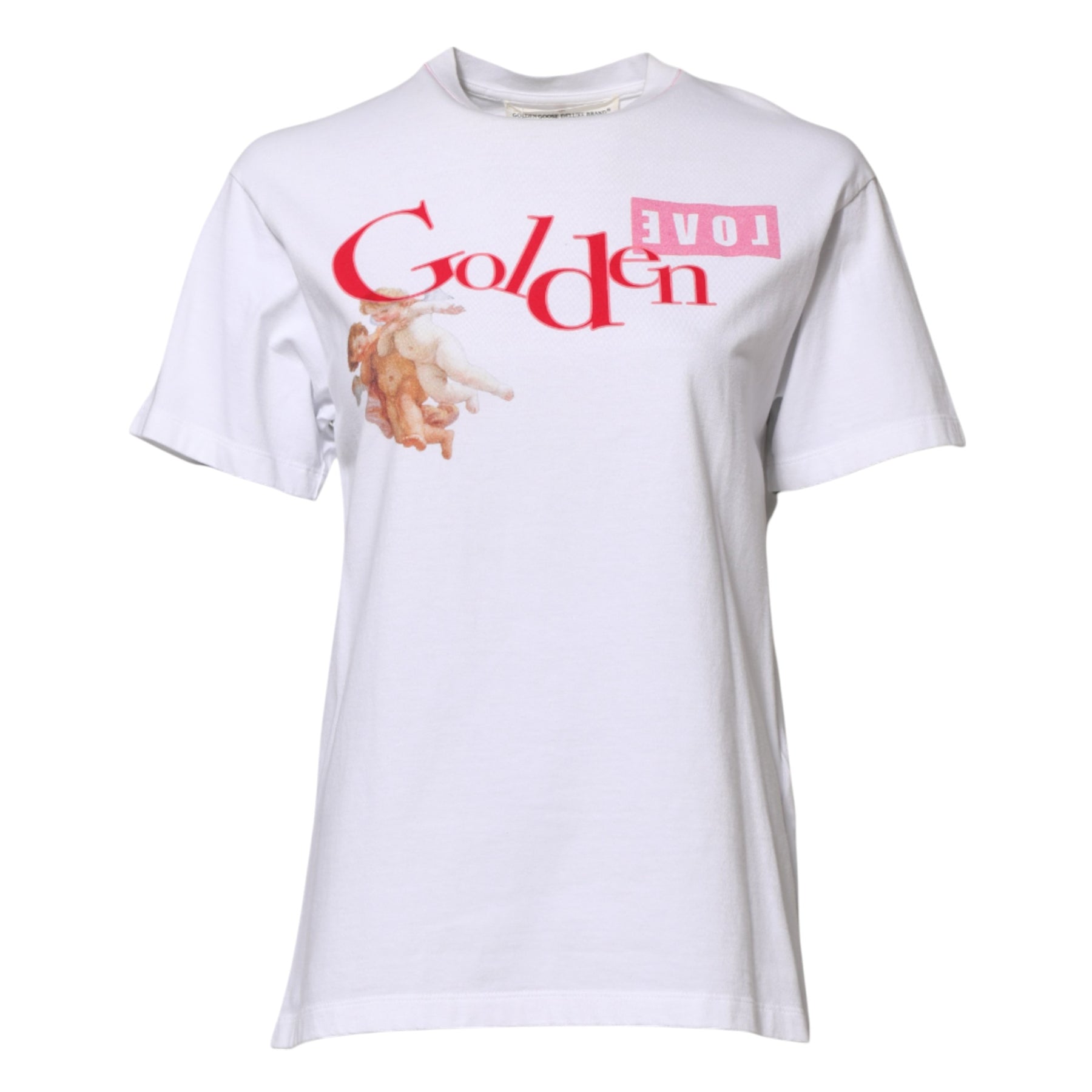 Golden Goose White Printed Round Neck T-shirt | Regal Royce