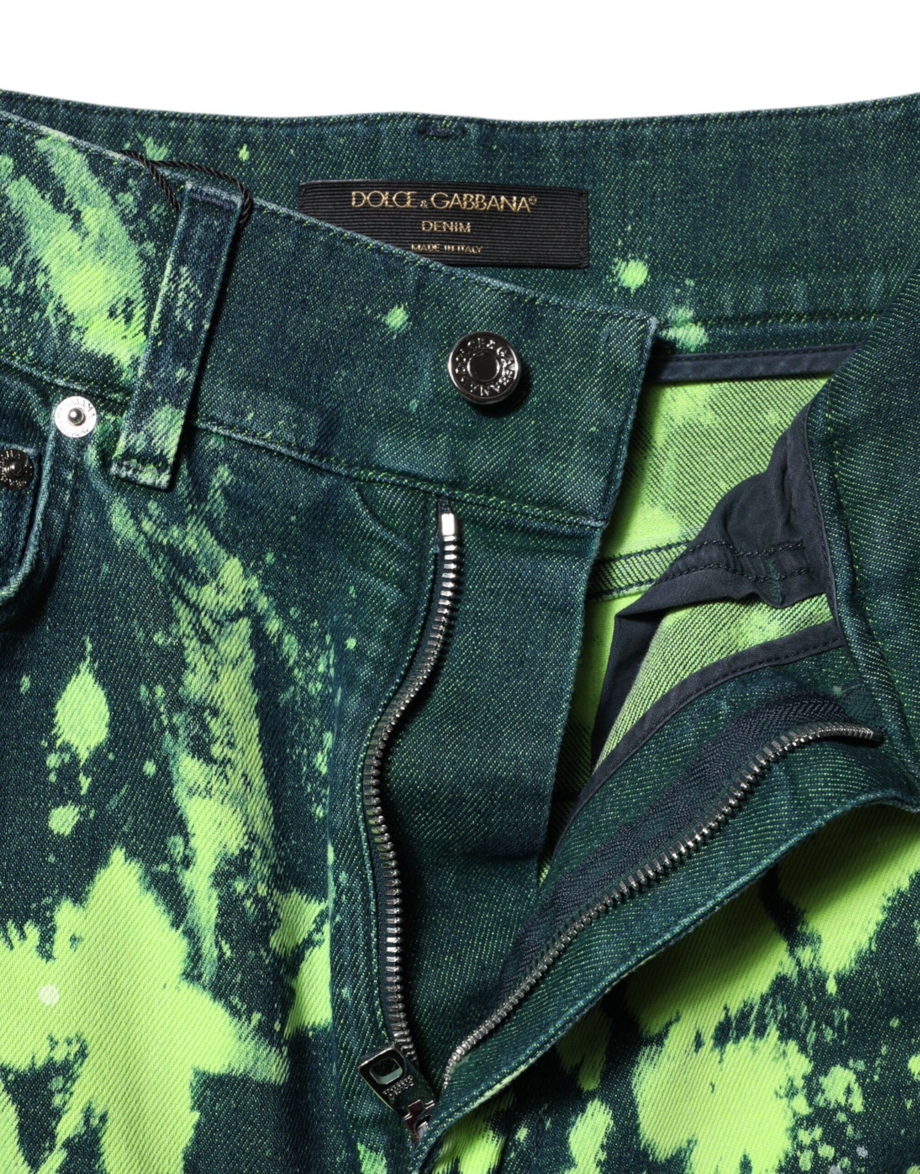 Dolce & Gabbana Green Color Splash High Waist Denim Jeans | Regal Royce