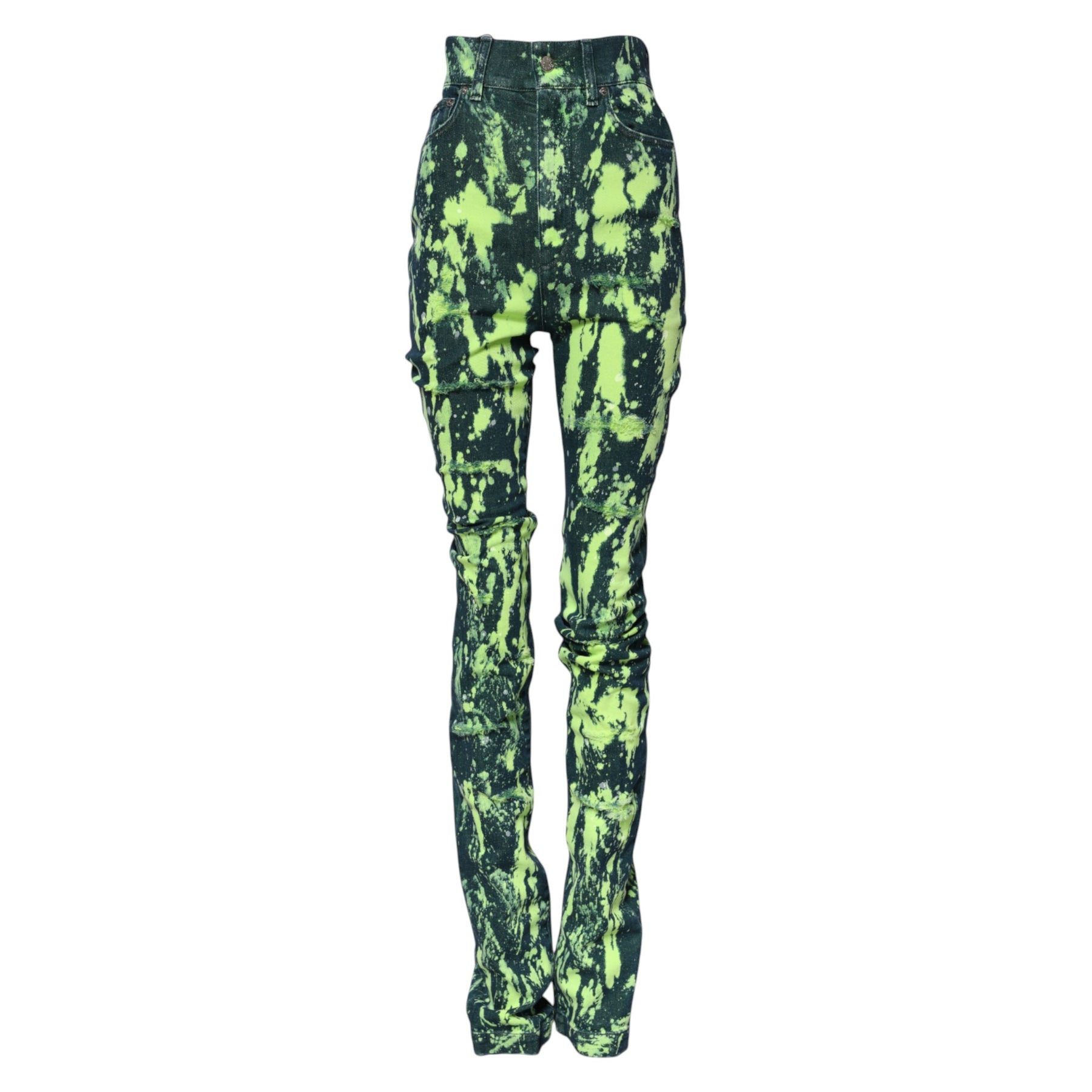 Dolce & Gabbana Green Color Splash High Waist Denim Jeans | Regal Royce