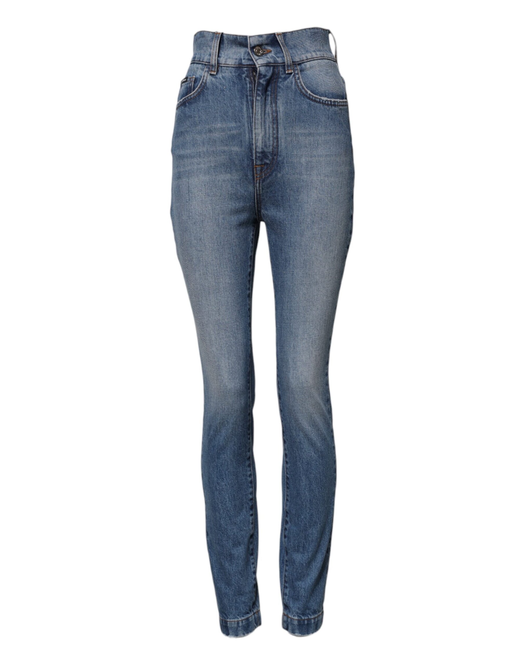 Dolce & Gabbana Blue Washed Skinny High Waist Denim Jeans | Regal Royce