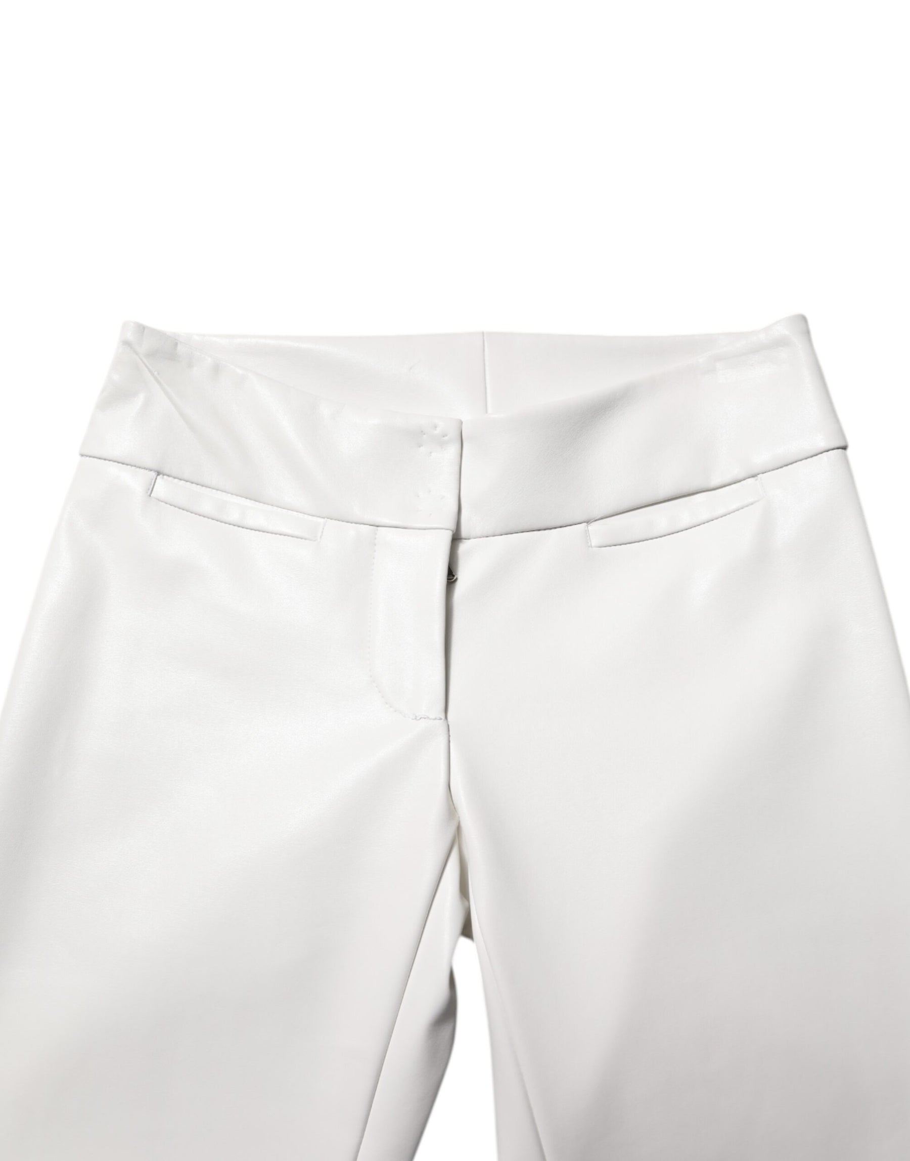 Dolce & Gabbana White Polyurethane High Waist Tapered Pants | Regal Royce