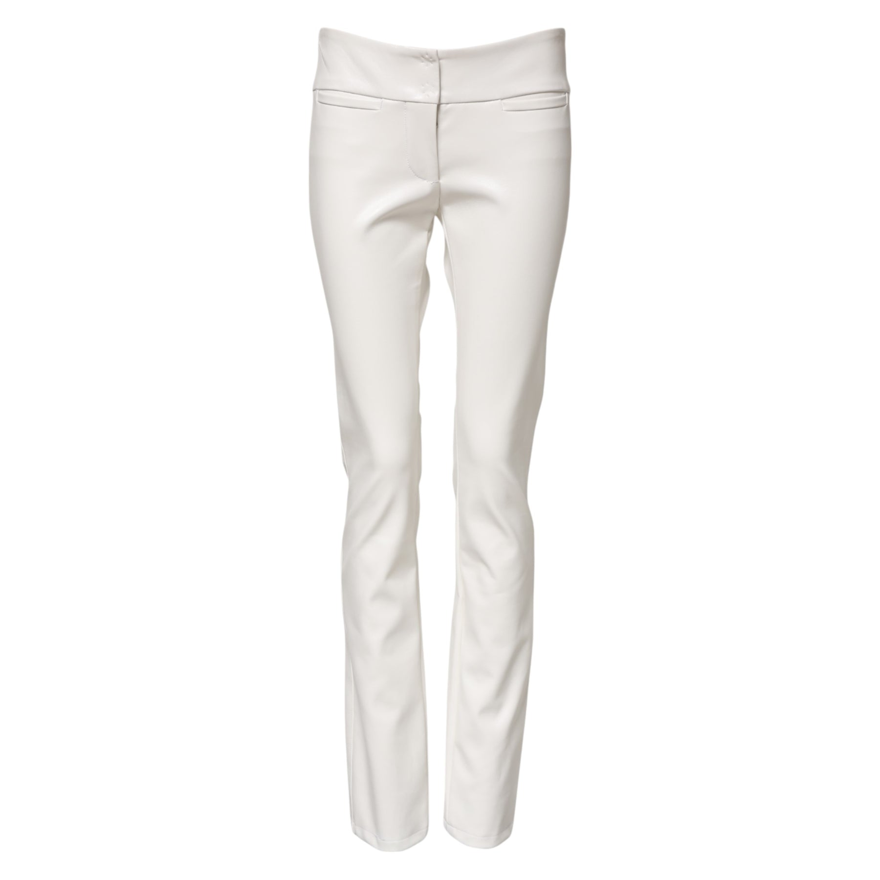 Dolce & Gabbana White Polyurethane High Waist Tapered Pants | Regal Royce