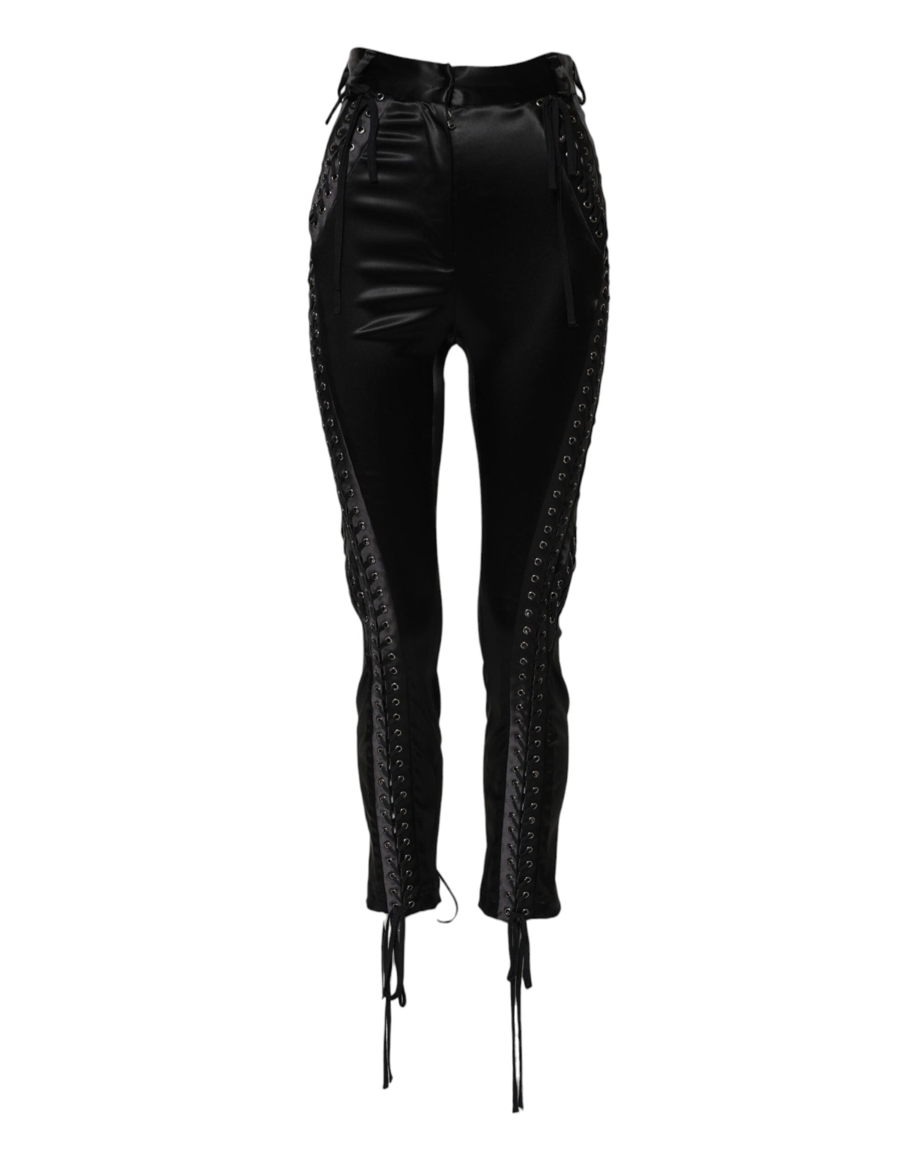Dolce & Gabbana Black Lace Details High Waist Skinny Pants | Regal Royce